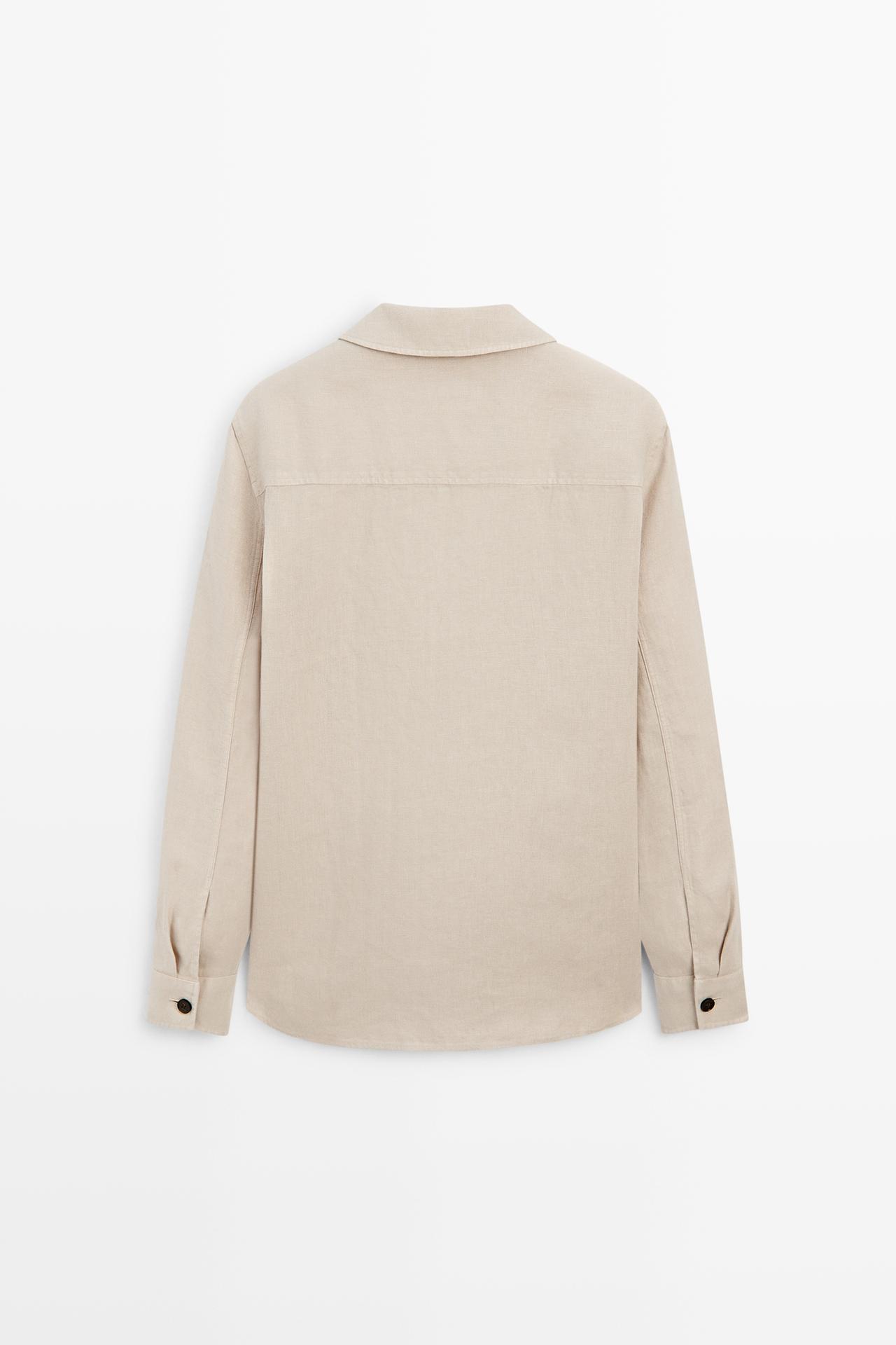 100% linen overshirt with pockets — BEIGE