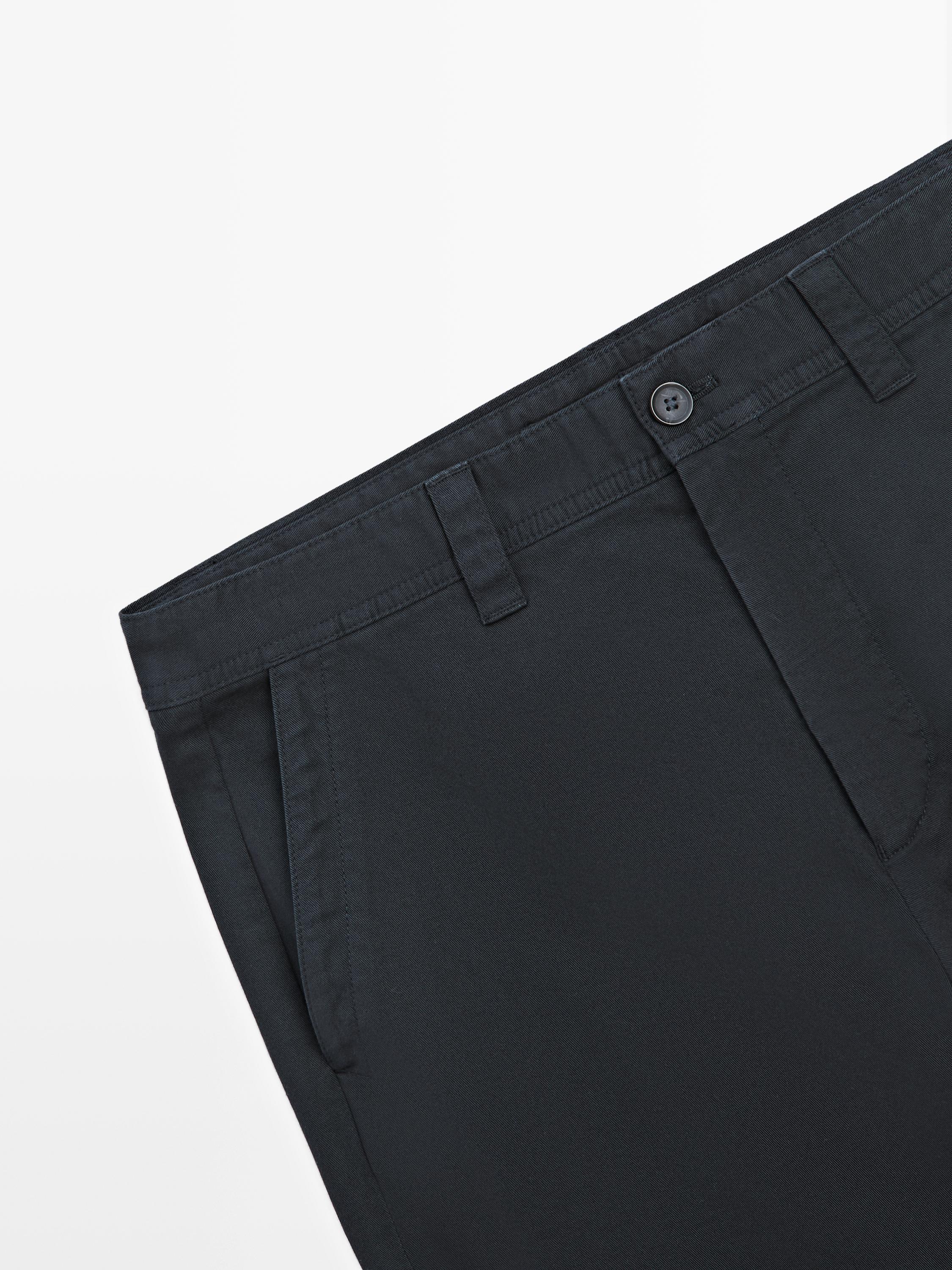 Relaxed fit cotton trousers — NAVY BLUE