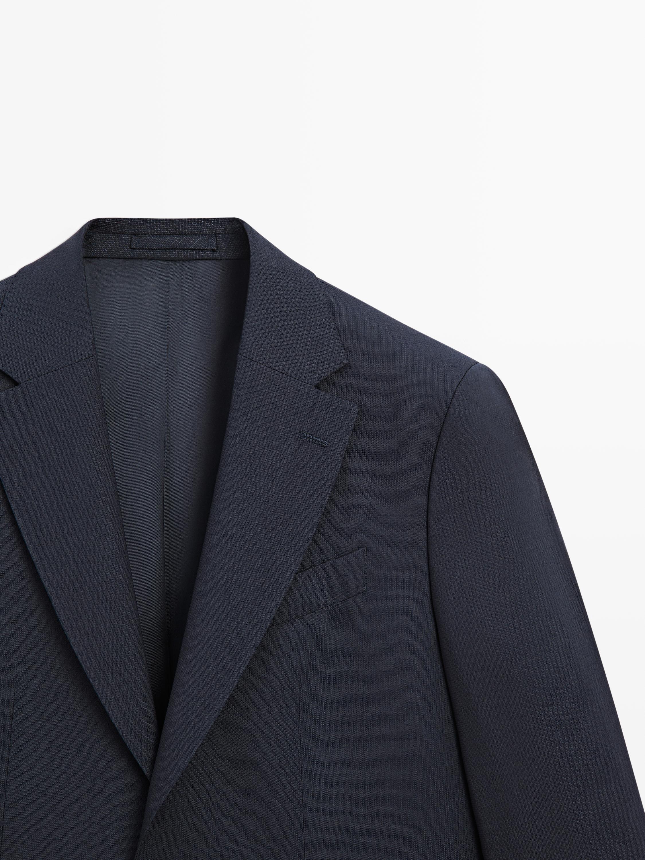 Cool wool blend suit blazer — NAVY BLUE