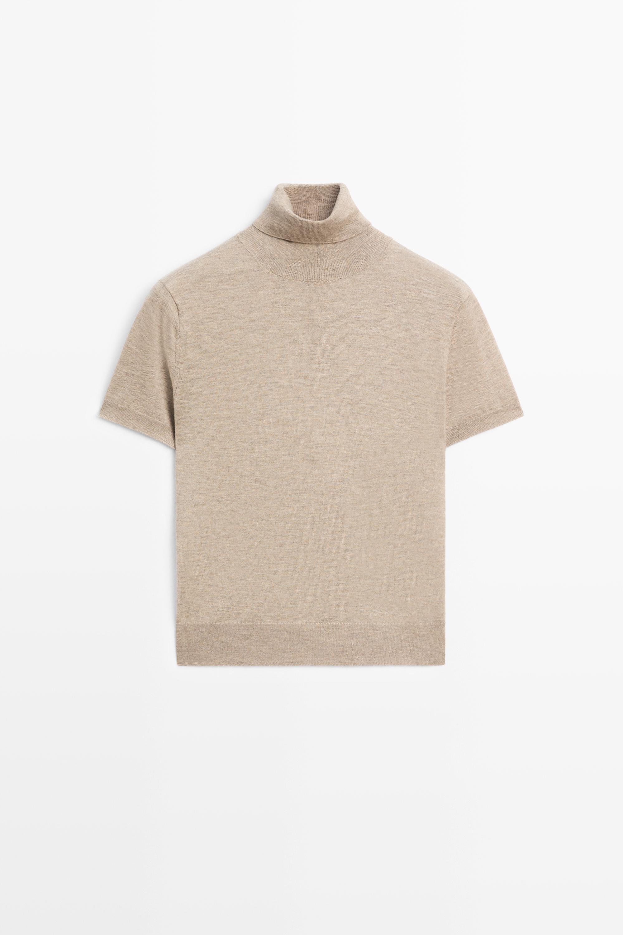 Turtleneck knit sweater — BEIGE MARL
