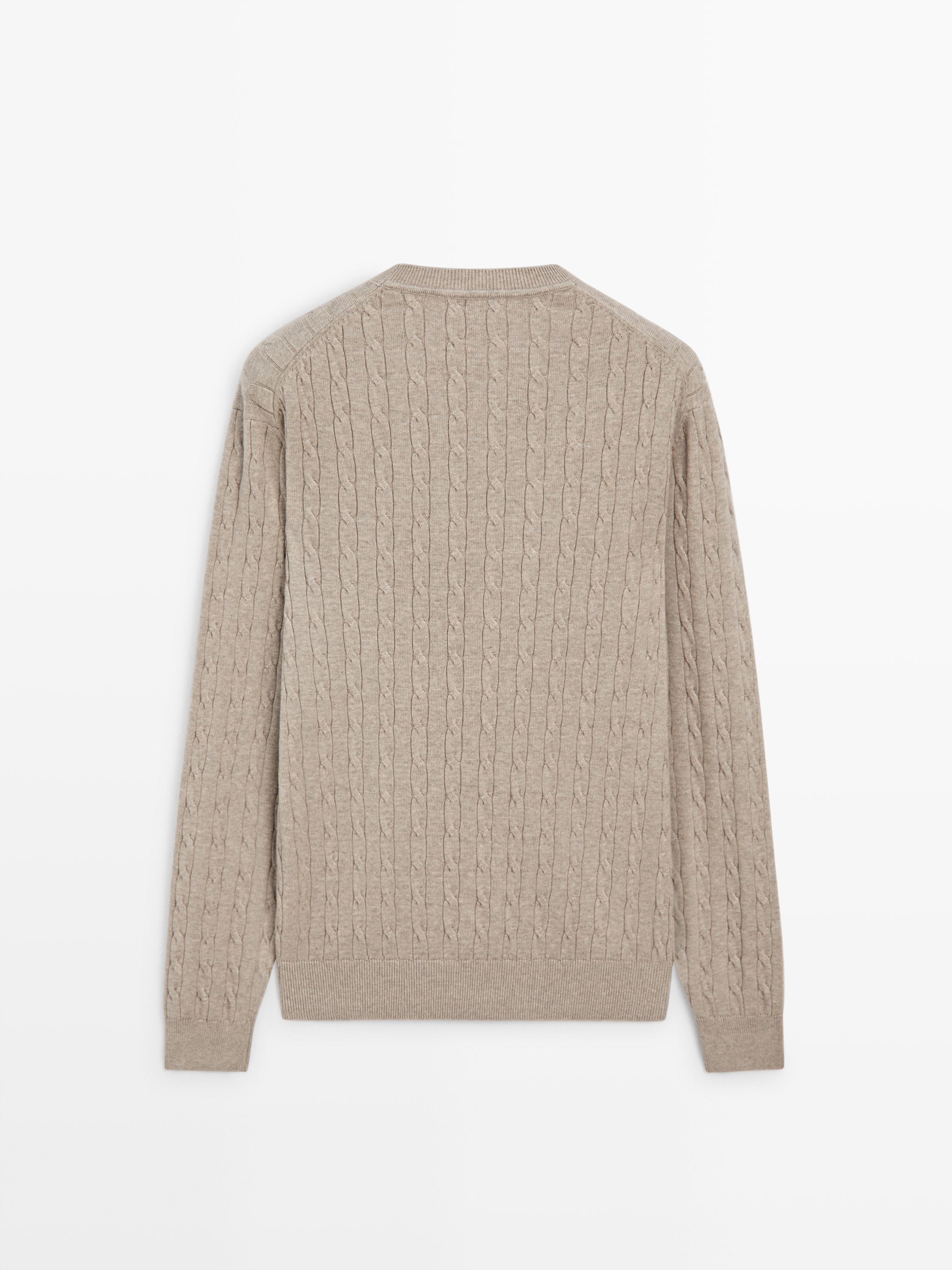 100% cotton cable-knit sweater — MINK