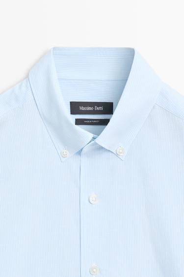 100% Cotton Pinstriped Shirt — SKY BLUE 9