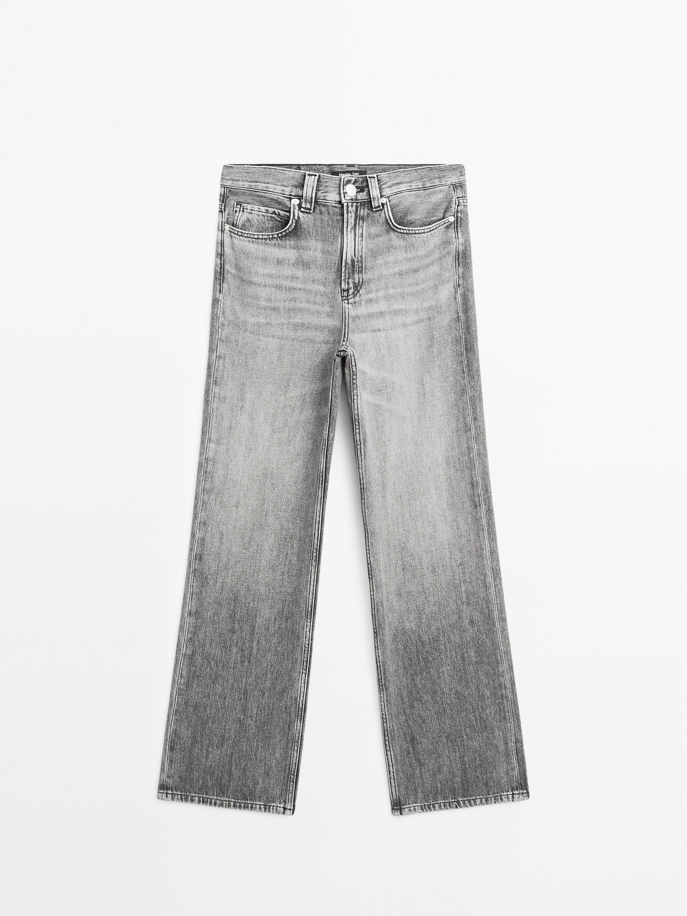 100% cotton high-waist wide-leg jeans