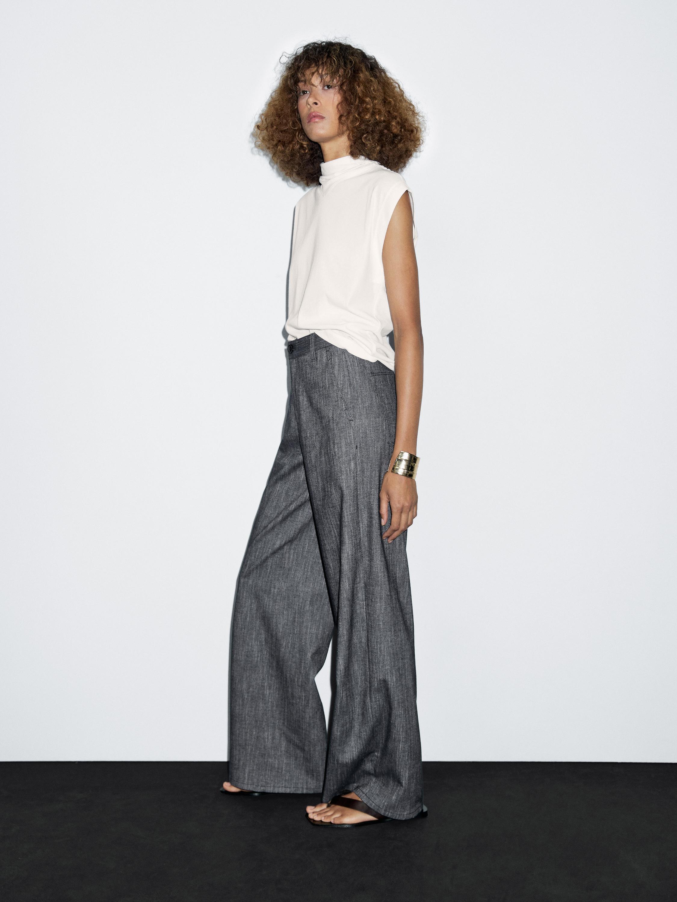 Mid-rise wide-leg trousers