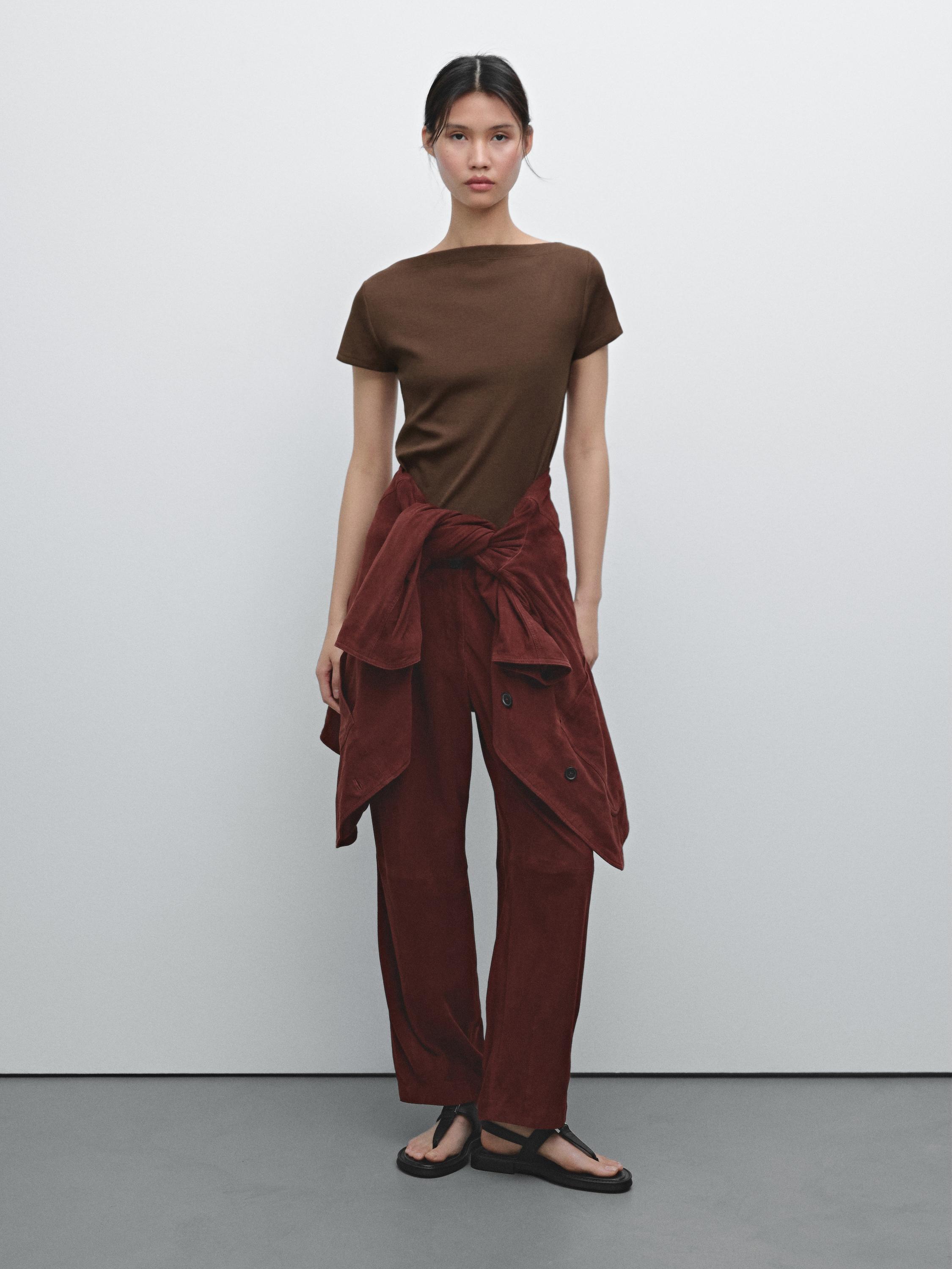 T-shirt côtelé 100 % coton