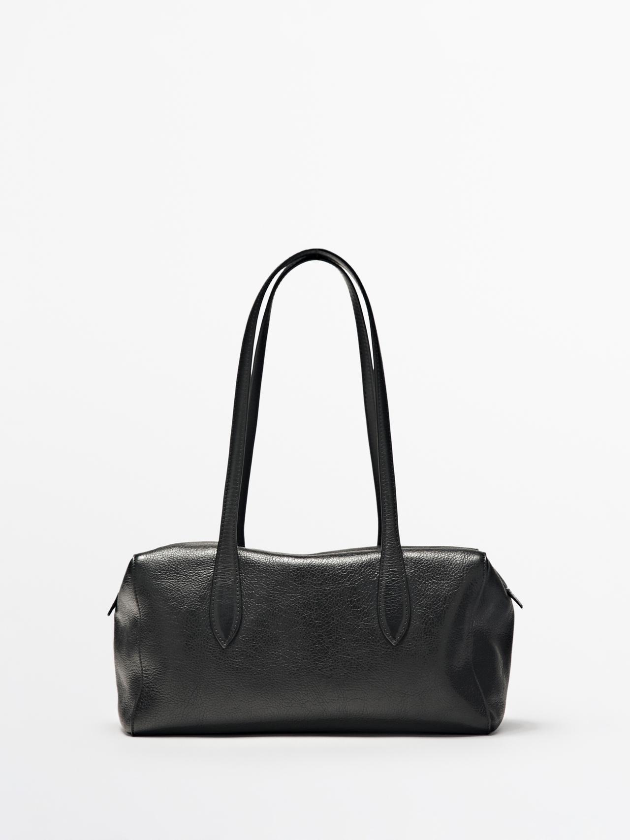 West nappa leather satchel — BLACK