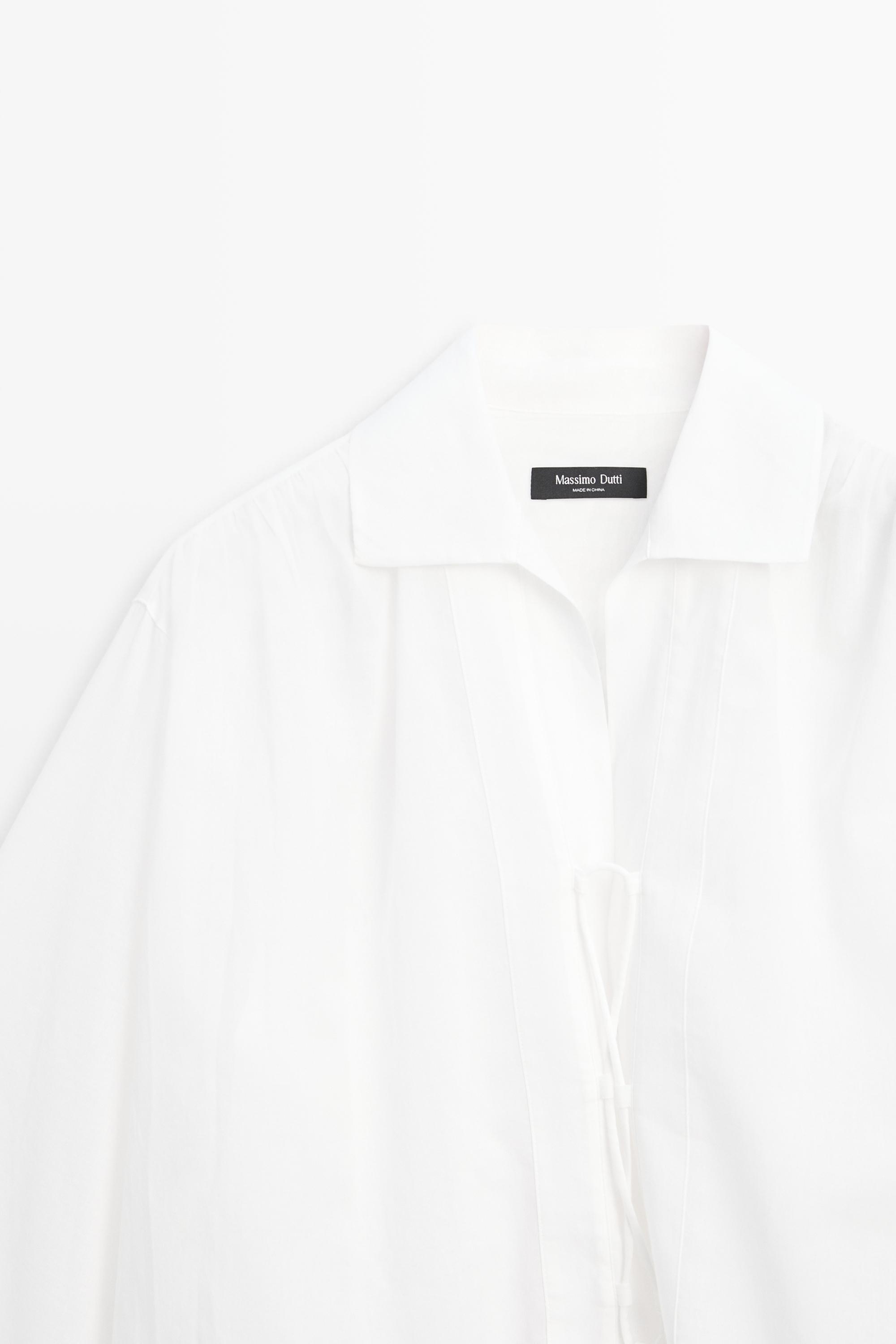 100% cotton shirt with fastening detail — WHITE