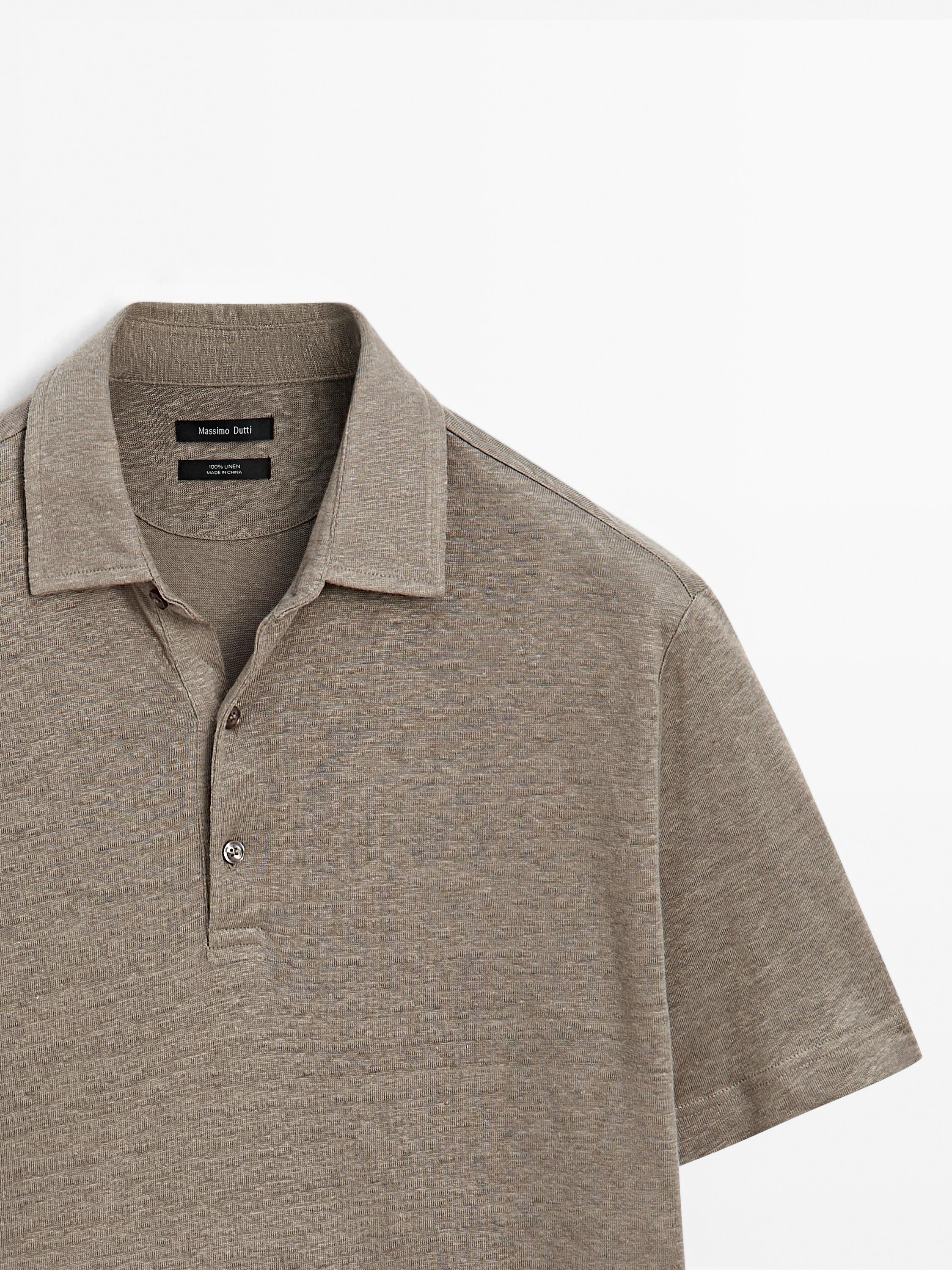 100% linen short sleeve polo shirt