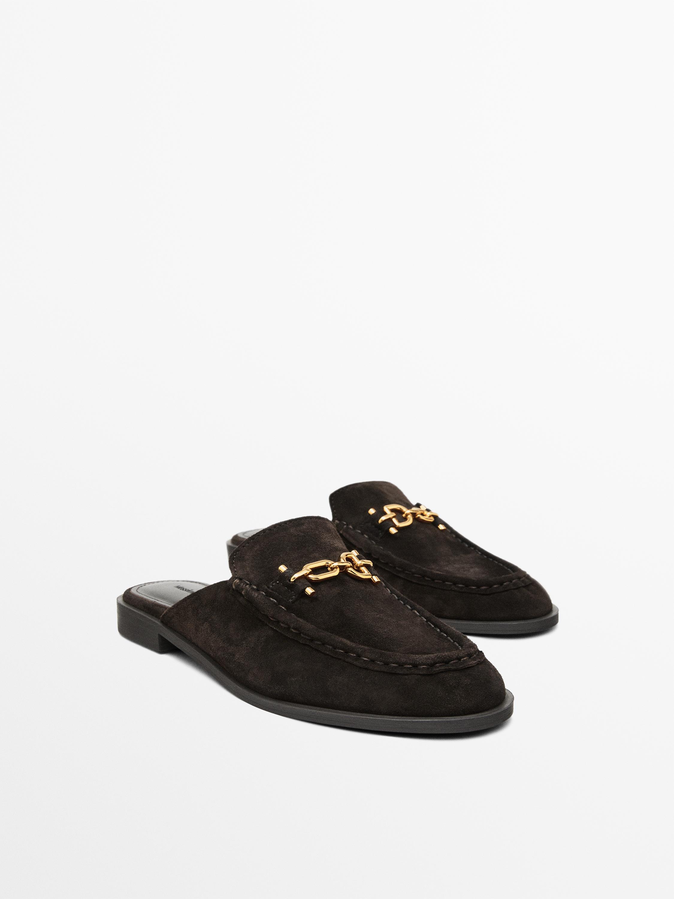 Split suede leather slingback shoes