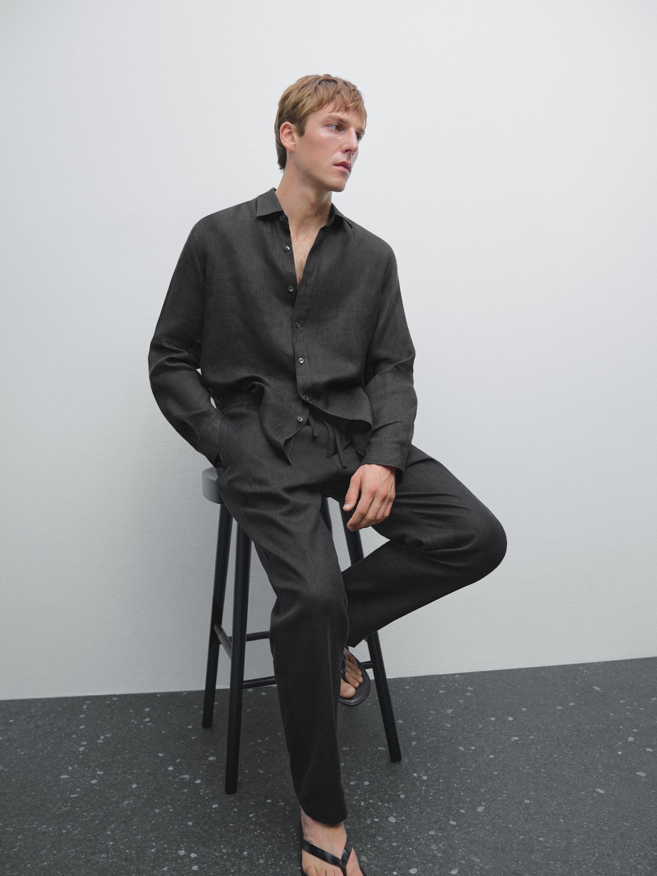 100% linen jogger fit trousers