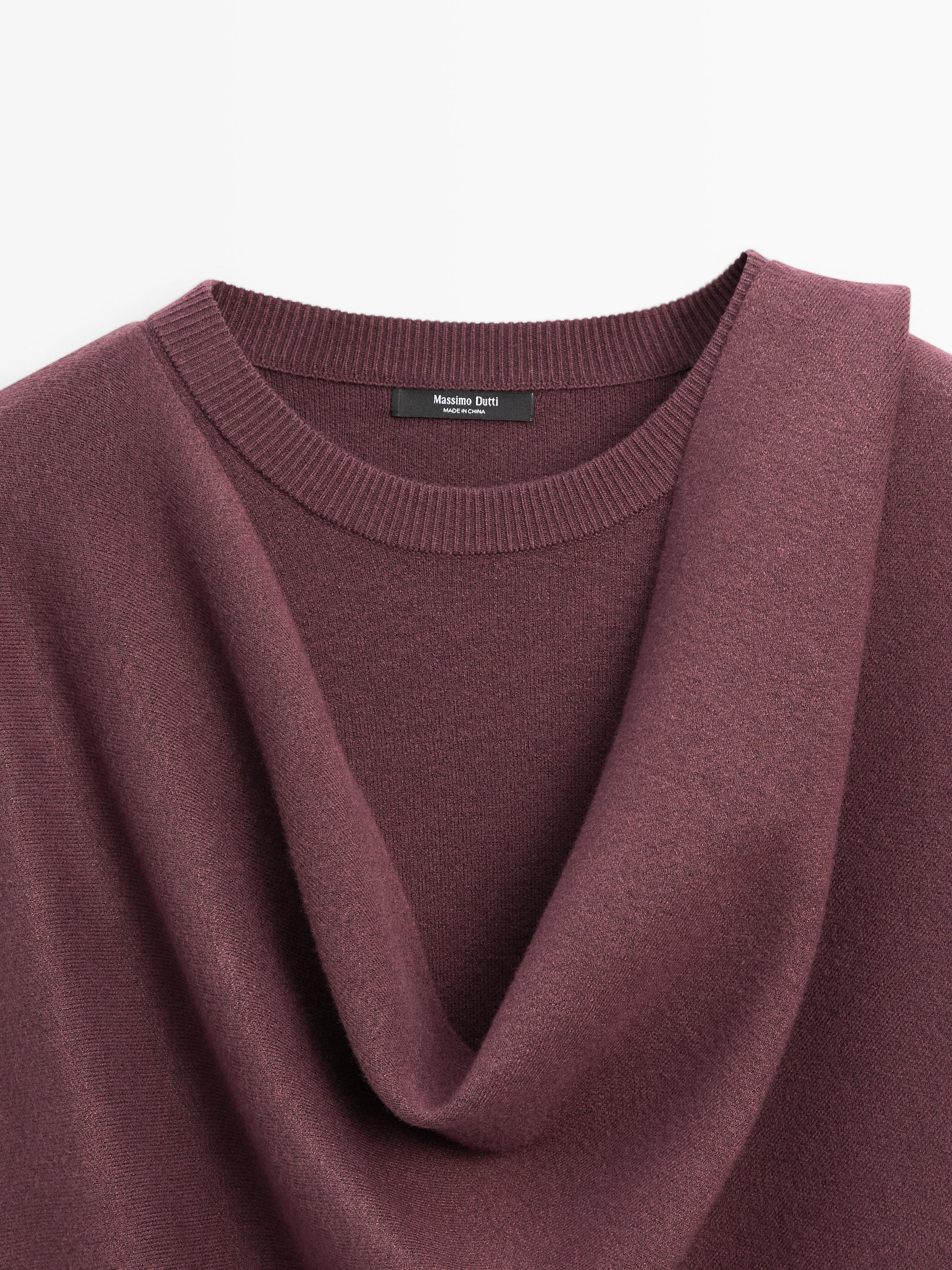Pull Sweat Col Zippé Femme Massimo Dutti, Bordeaux, Taille L (UK 16), État Neuf