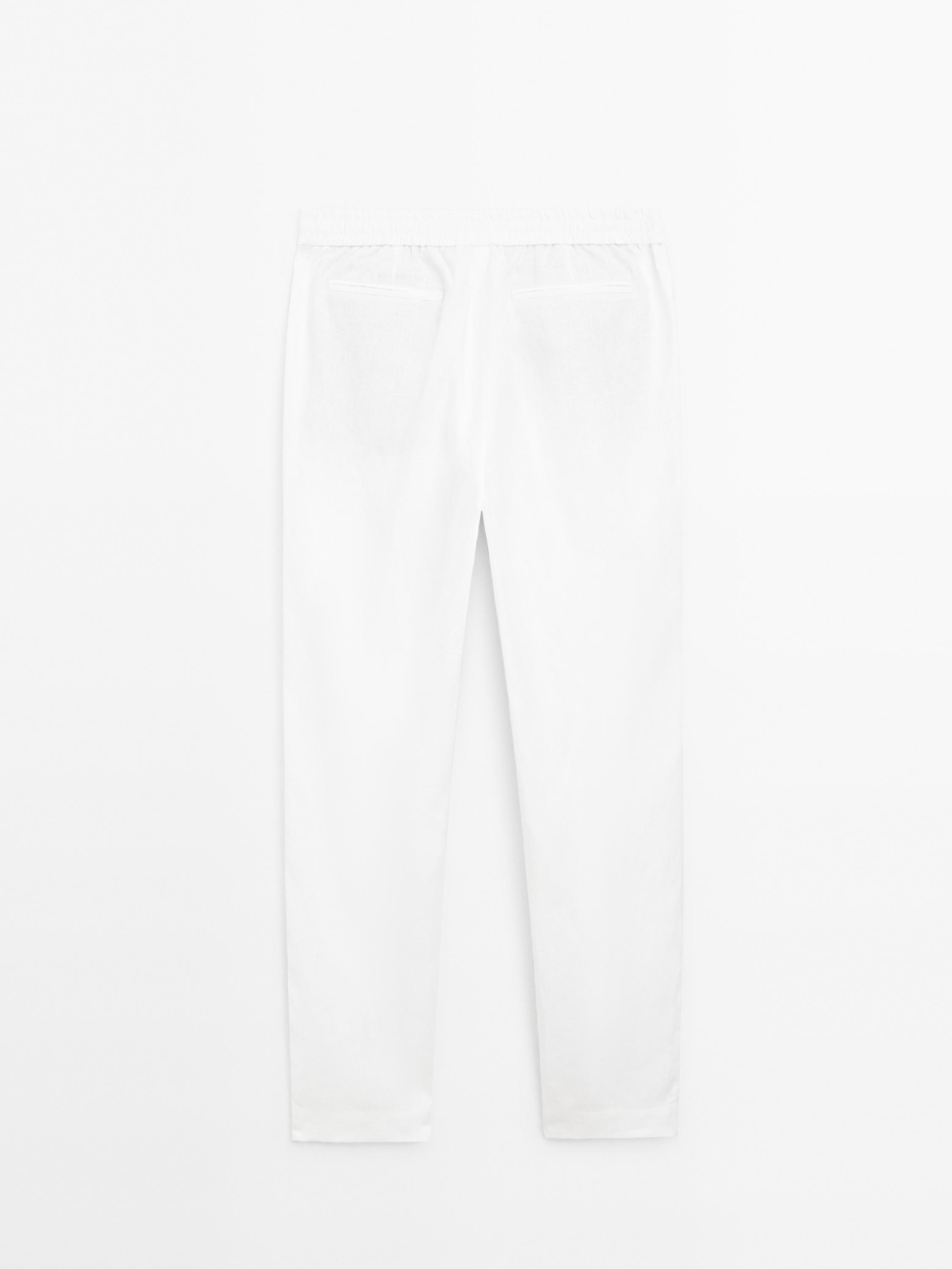 100% linen jogger trousers