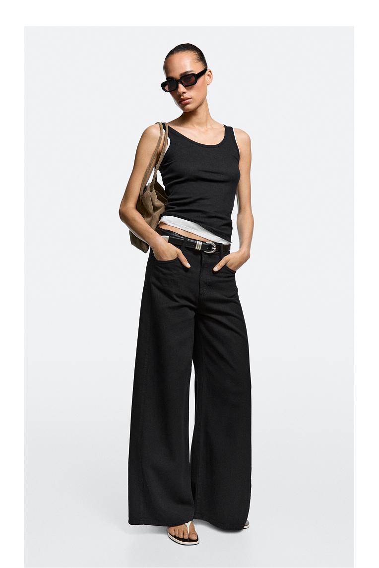 Flowy wide-leg jeans — BLACK