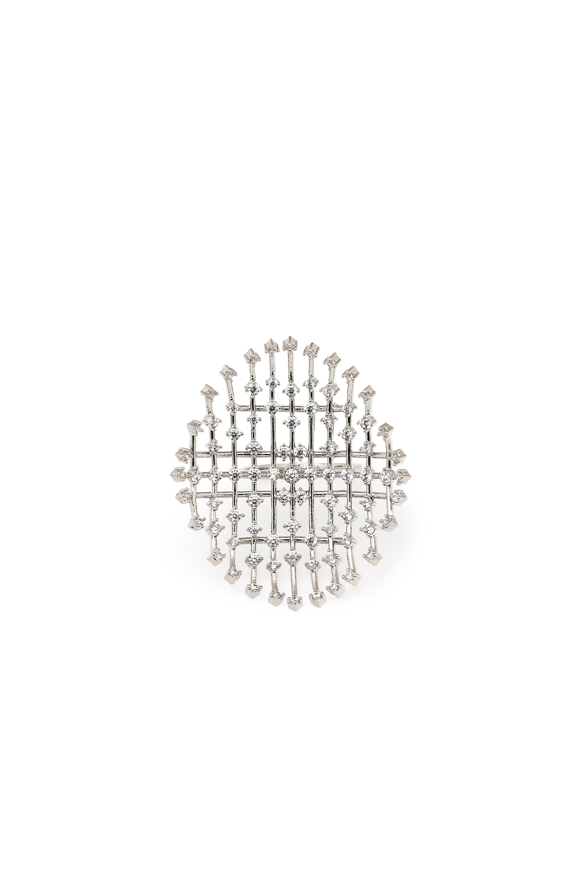 Panoramic rhinestone ring — SILVER