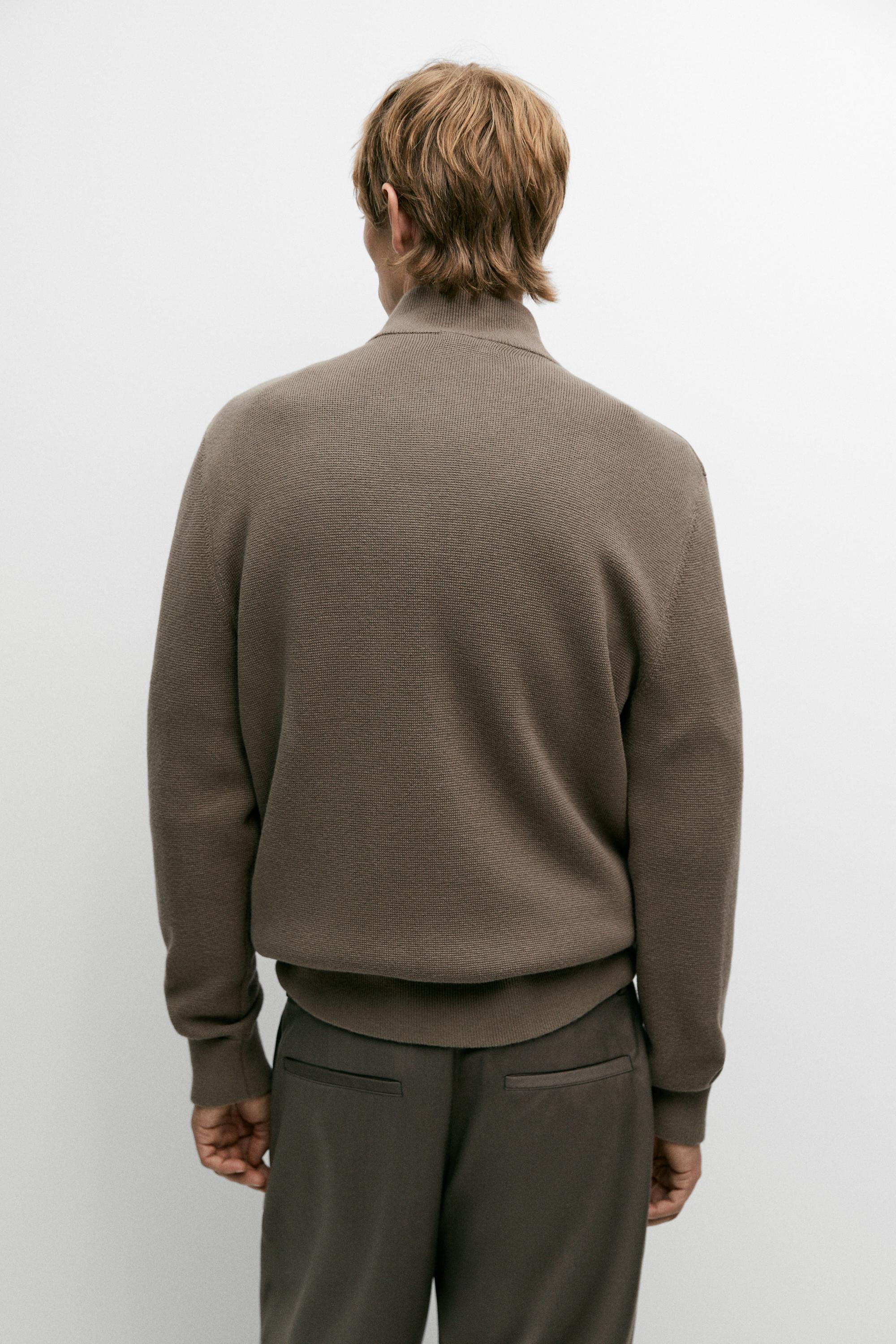 Combined suede leather knit cardigan - thumbnail 5