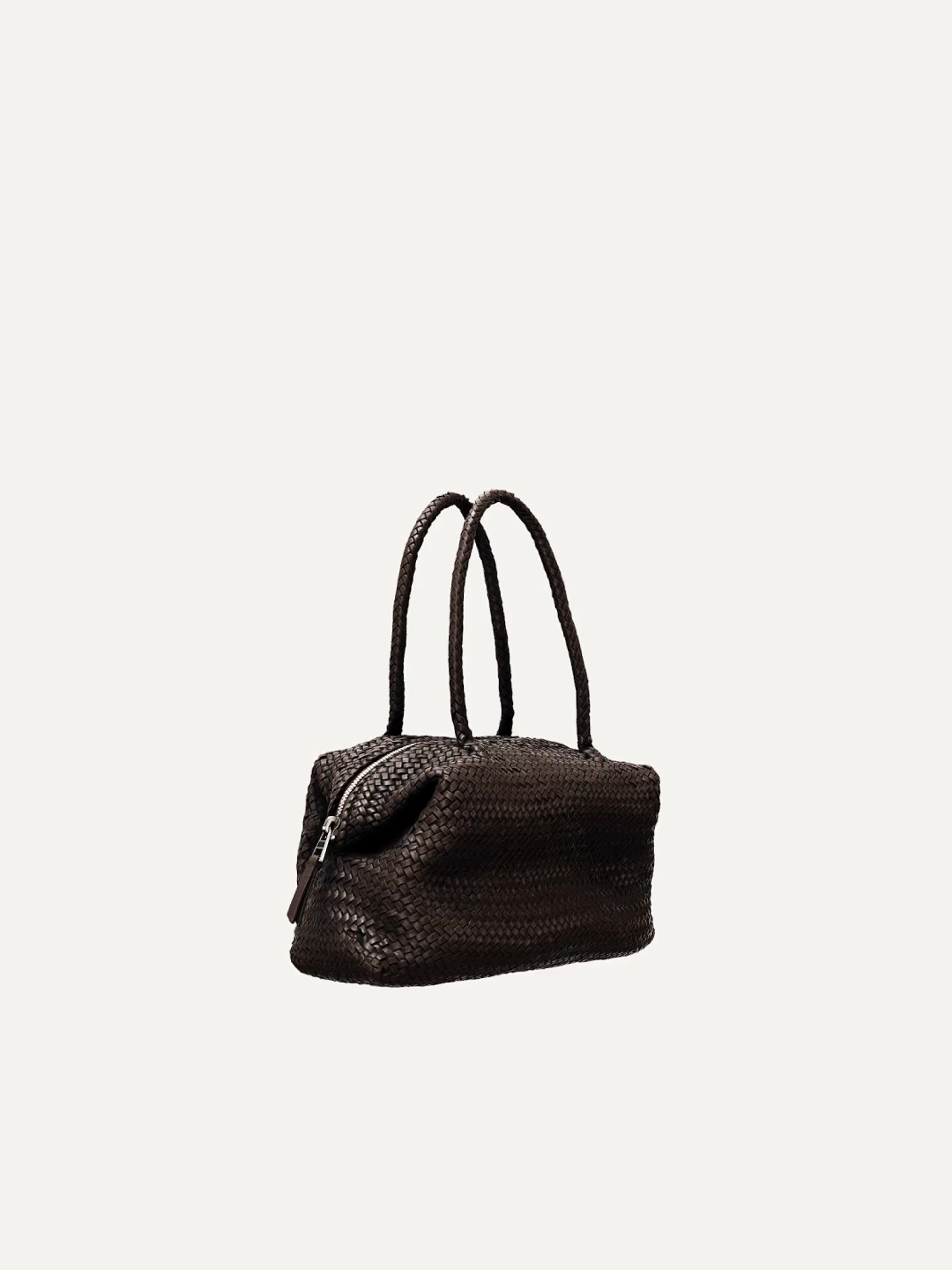 Braided nappa leather satchel bag