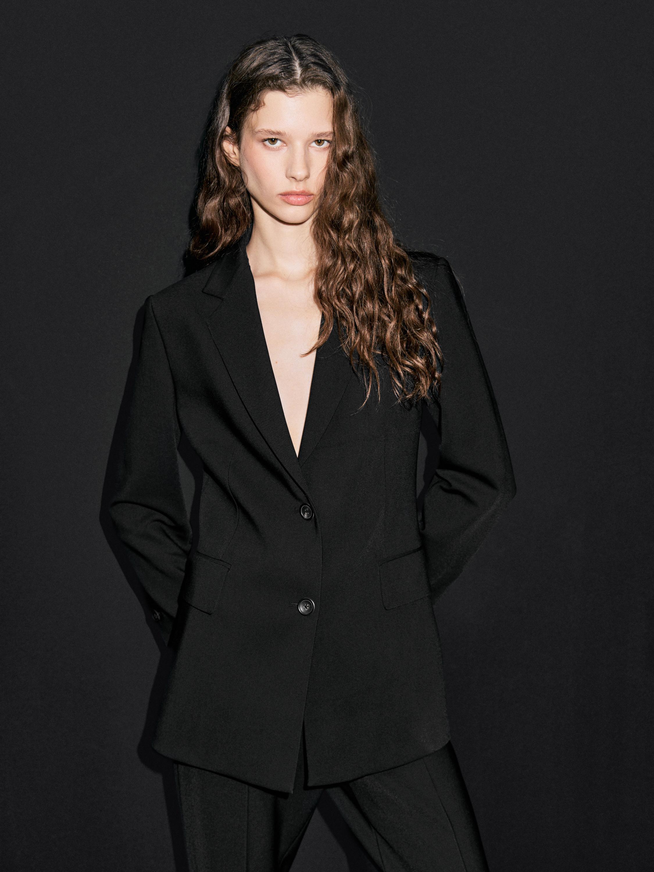 Two-button crepe blazer