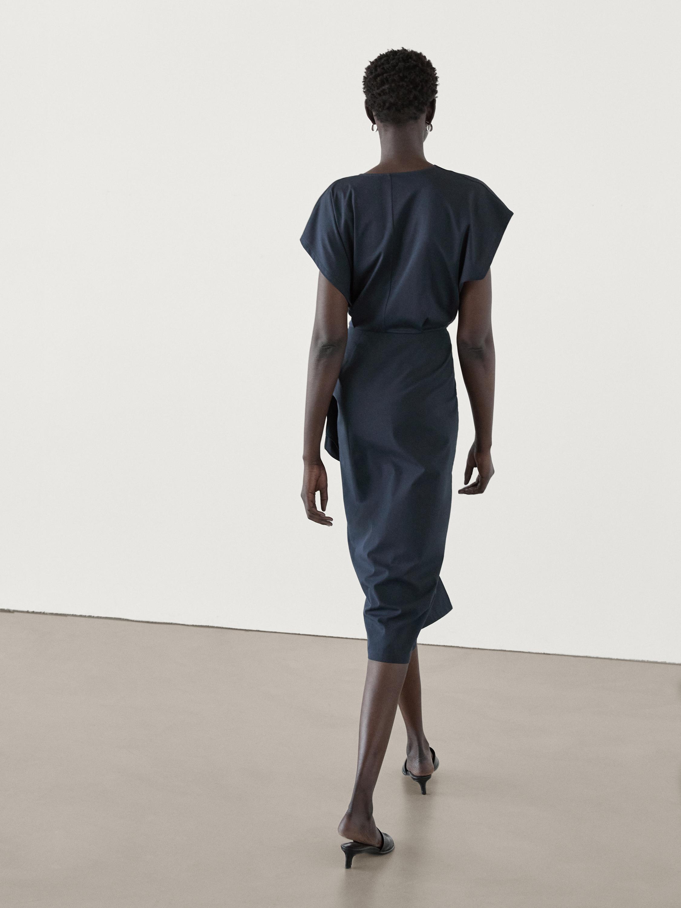 Poplin wrap midi dress