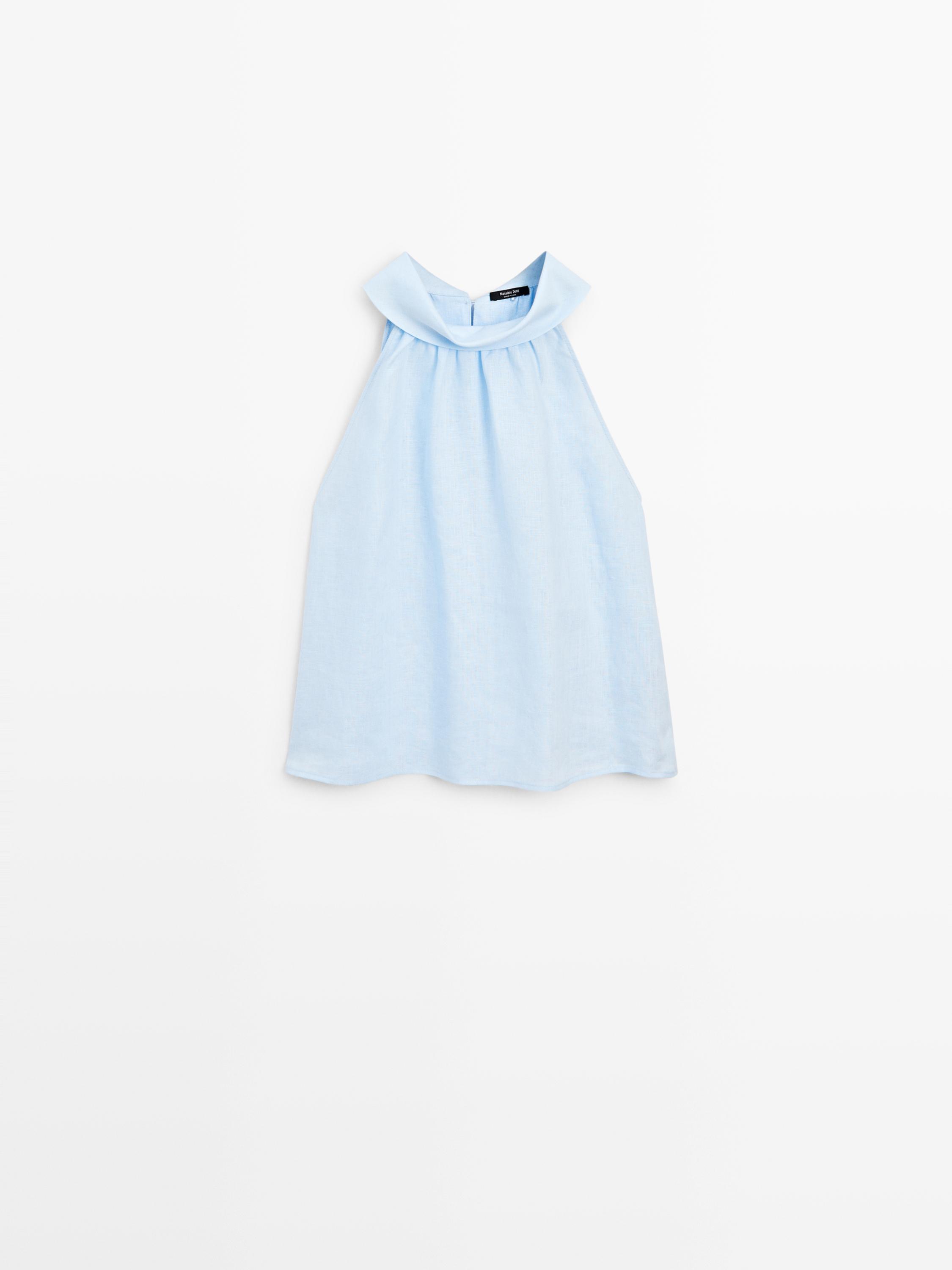 Top cuello halter 100% lino
