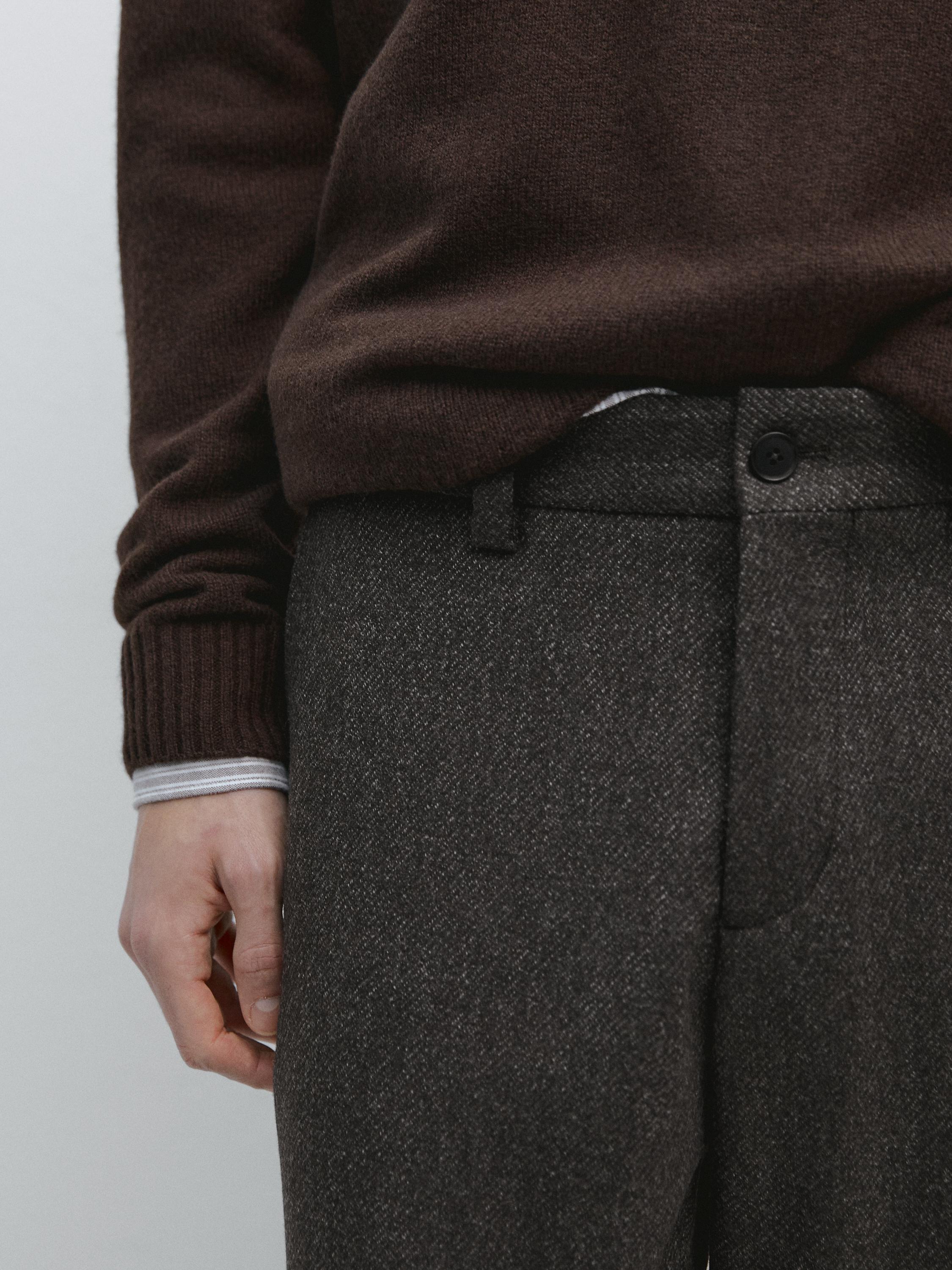 Twill wool blend trousers — GREY