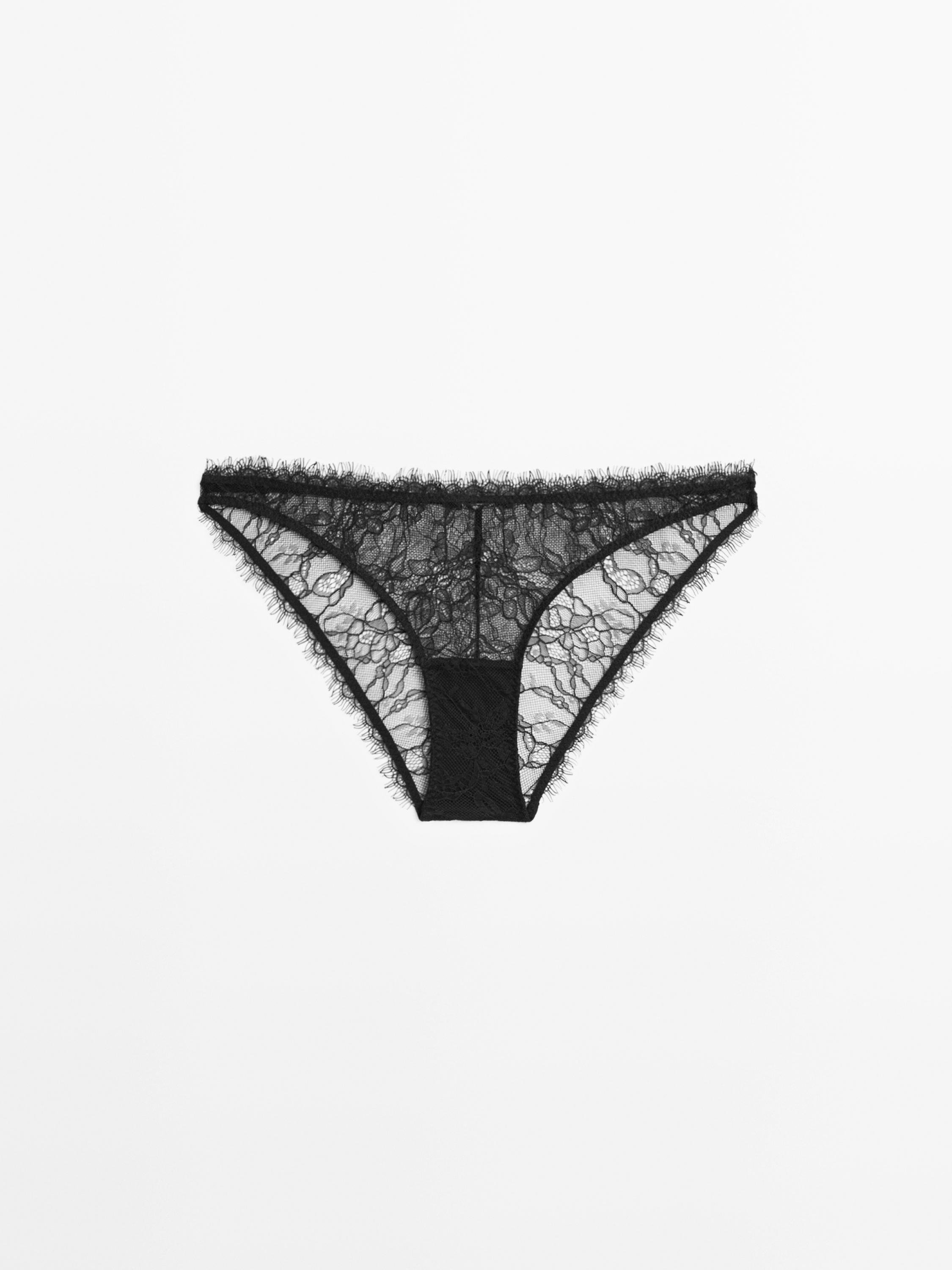 Lace briefs with frayed detail