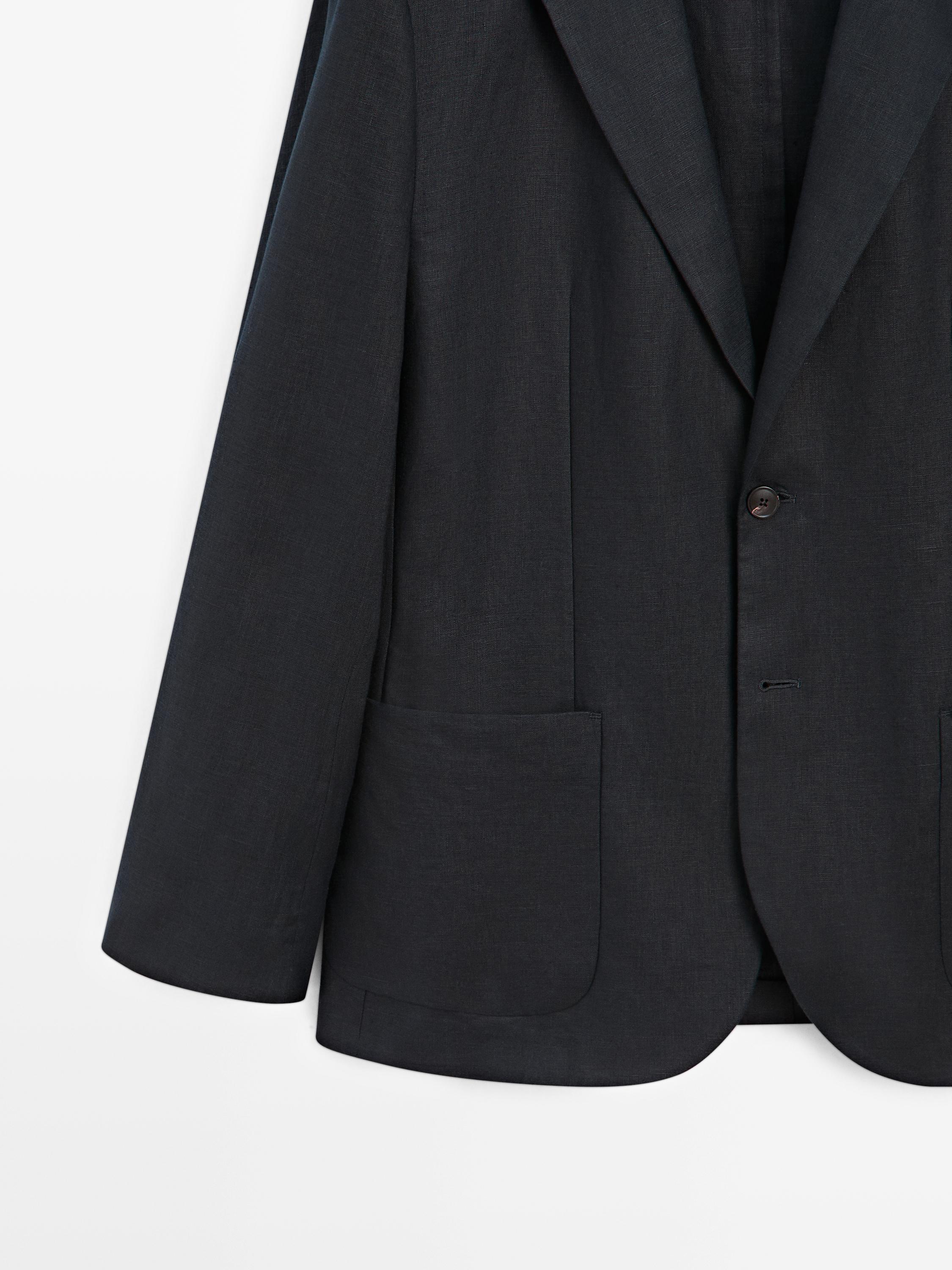 100% linen suit blazer — DEEP BLUE