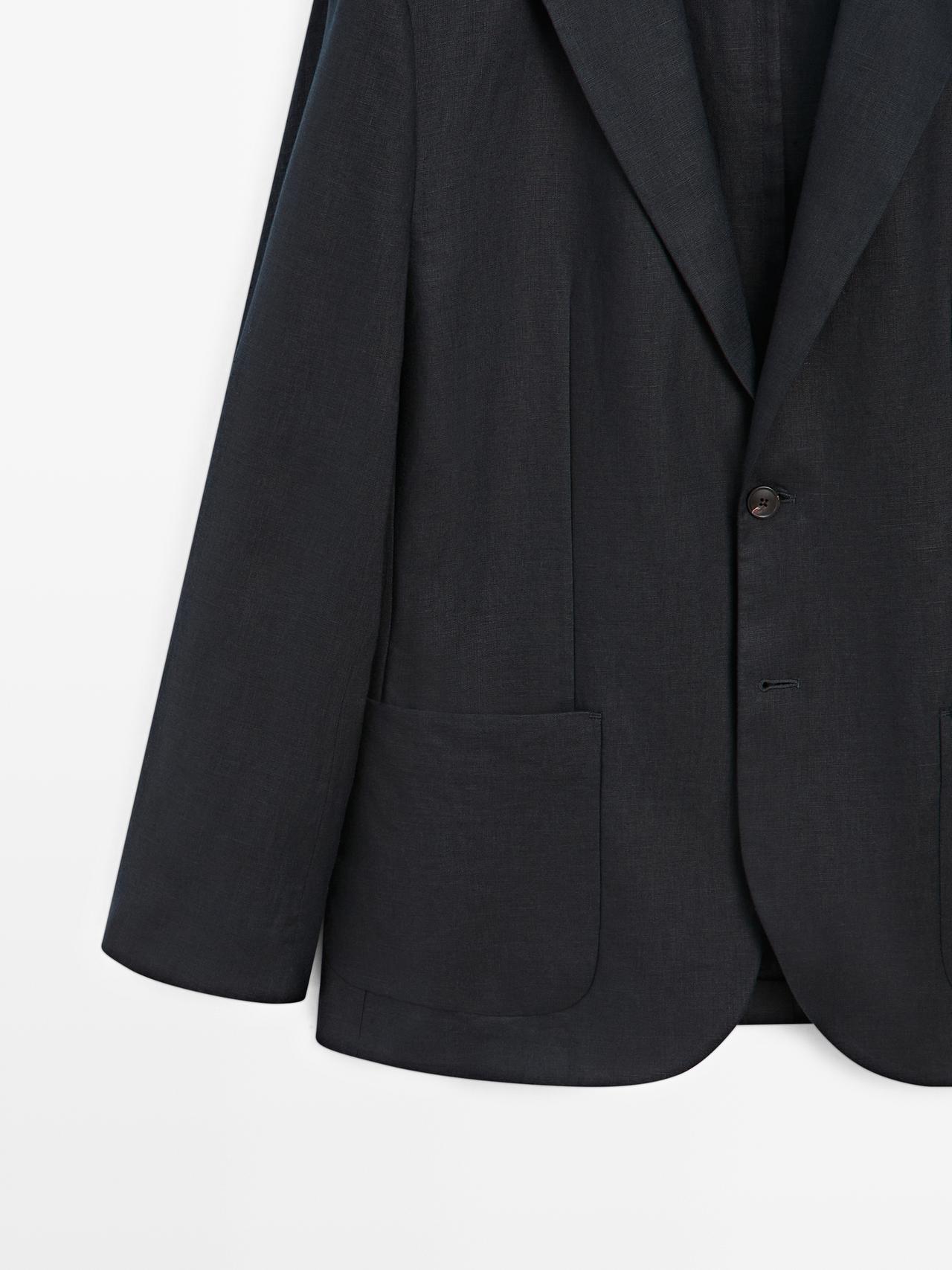 100% linen suit blazer — DEEP BLUE