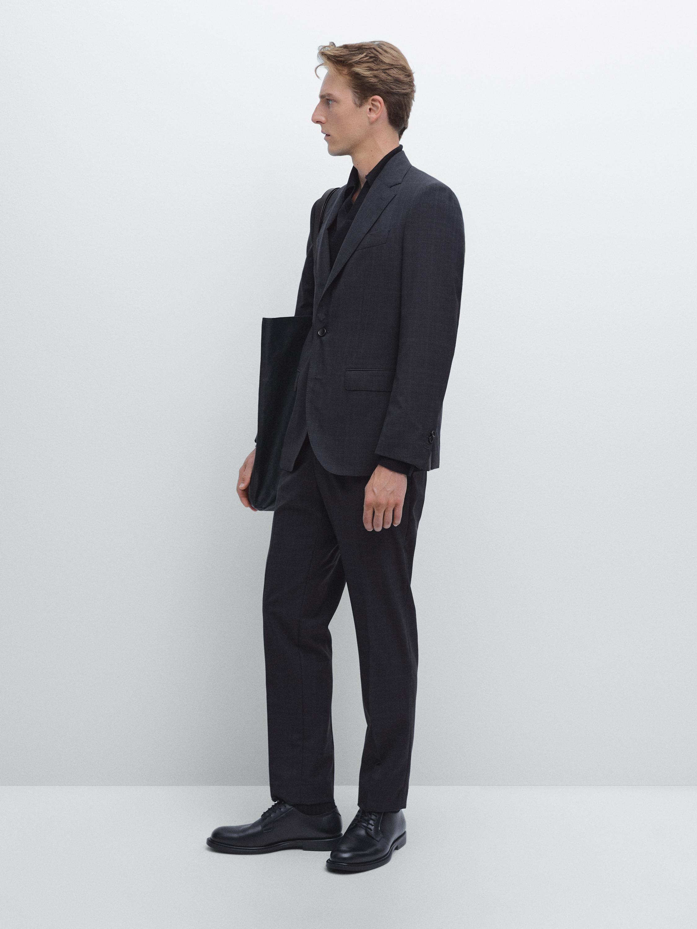 100% wool check suit blazer