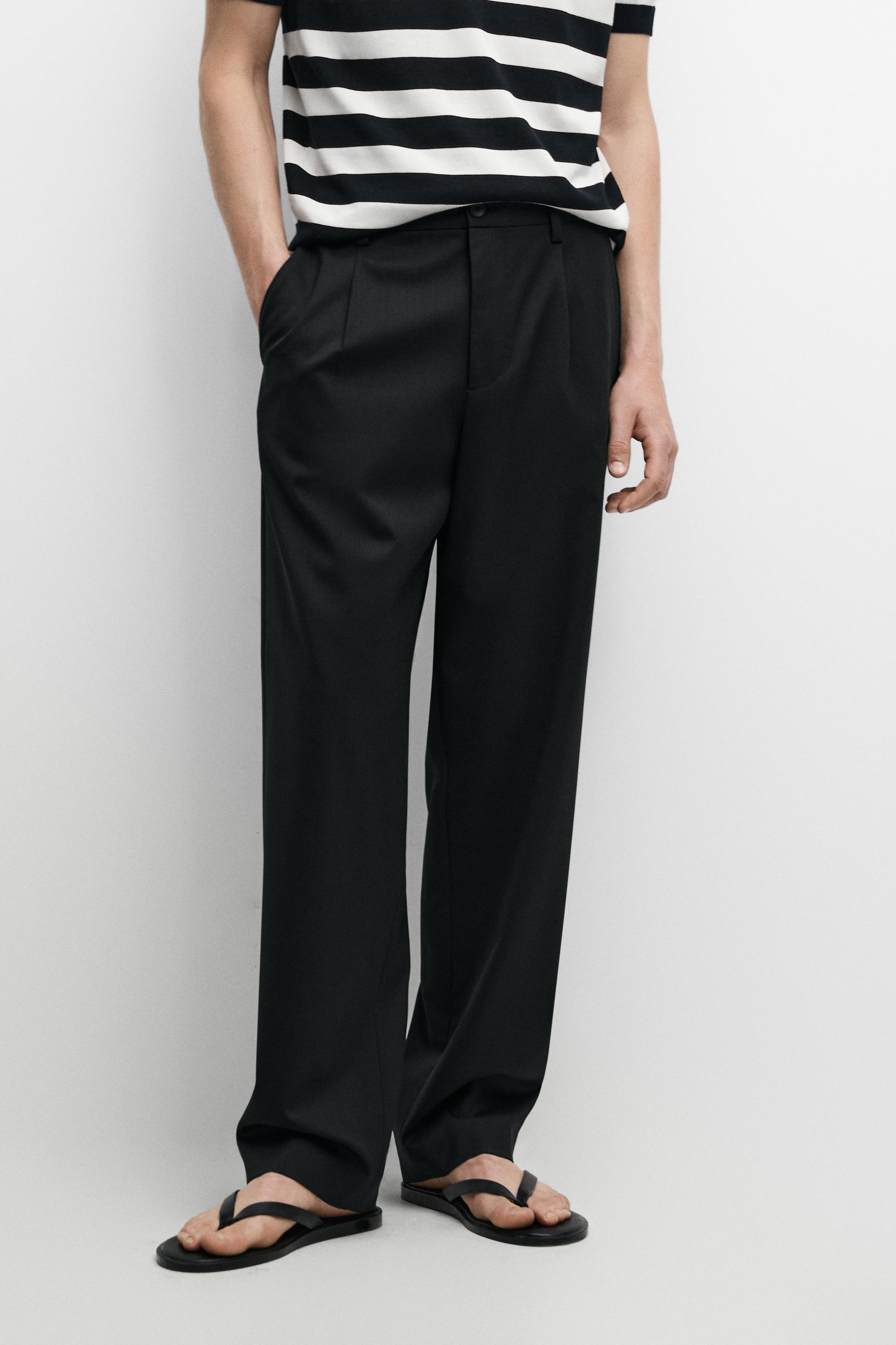 Wool blend cool wool darted pants