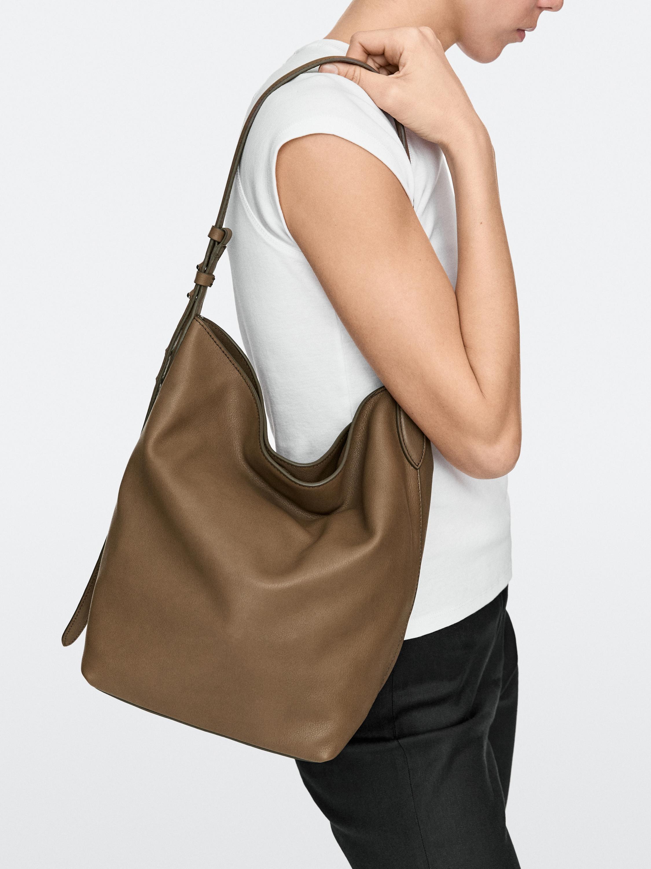 Nappa leather bucket bag — MOLE BROWN