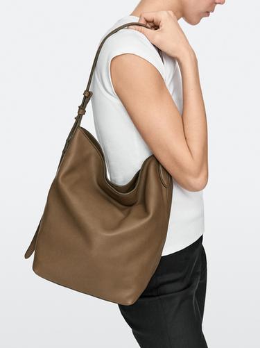 Medium nappa leather bucket bag — MOLE BROWN 5