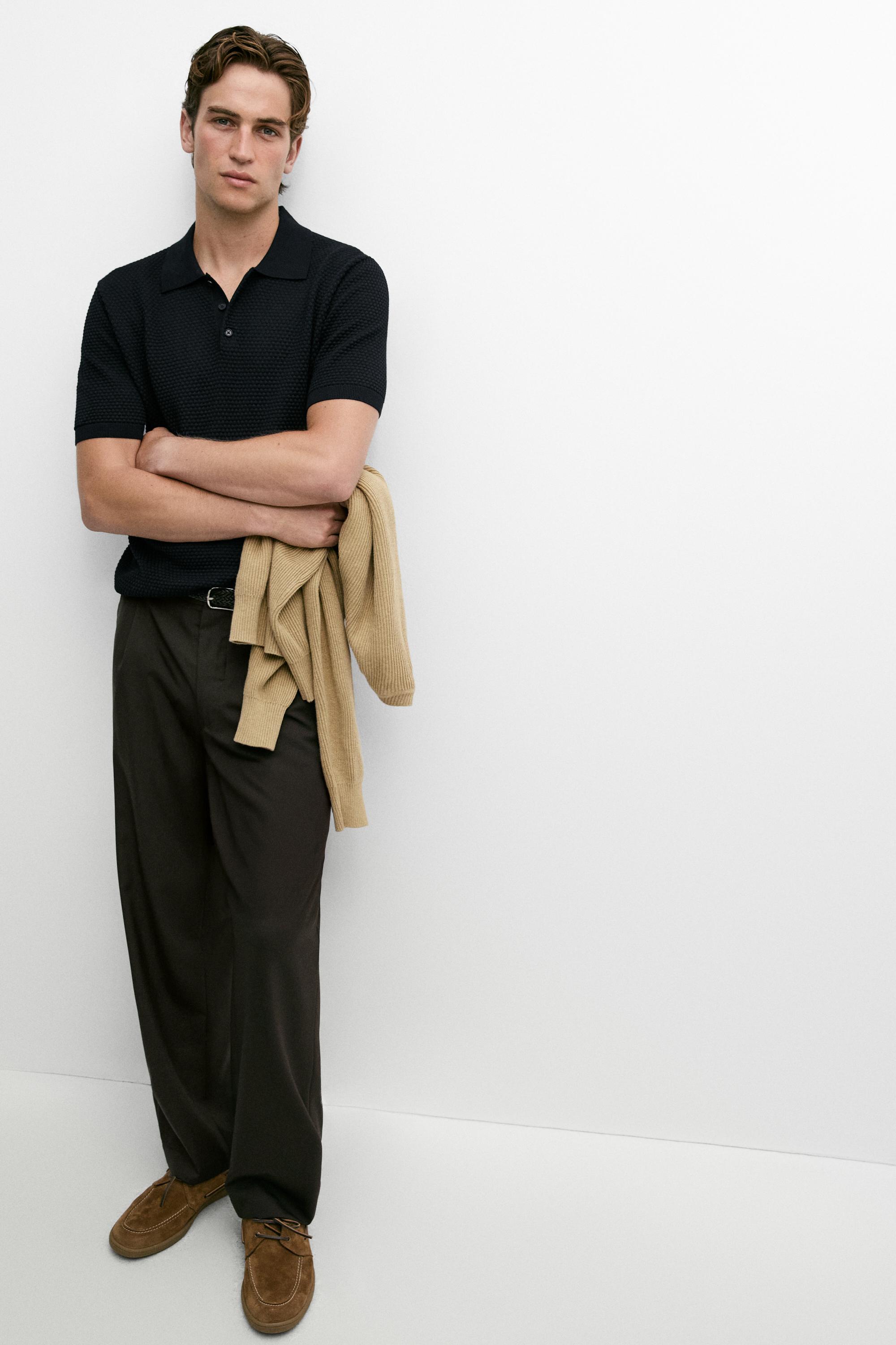 100% Cotton Short Sleeve Knit Polo — NAVY BLUE
