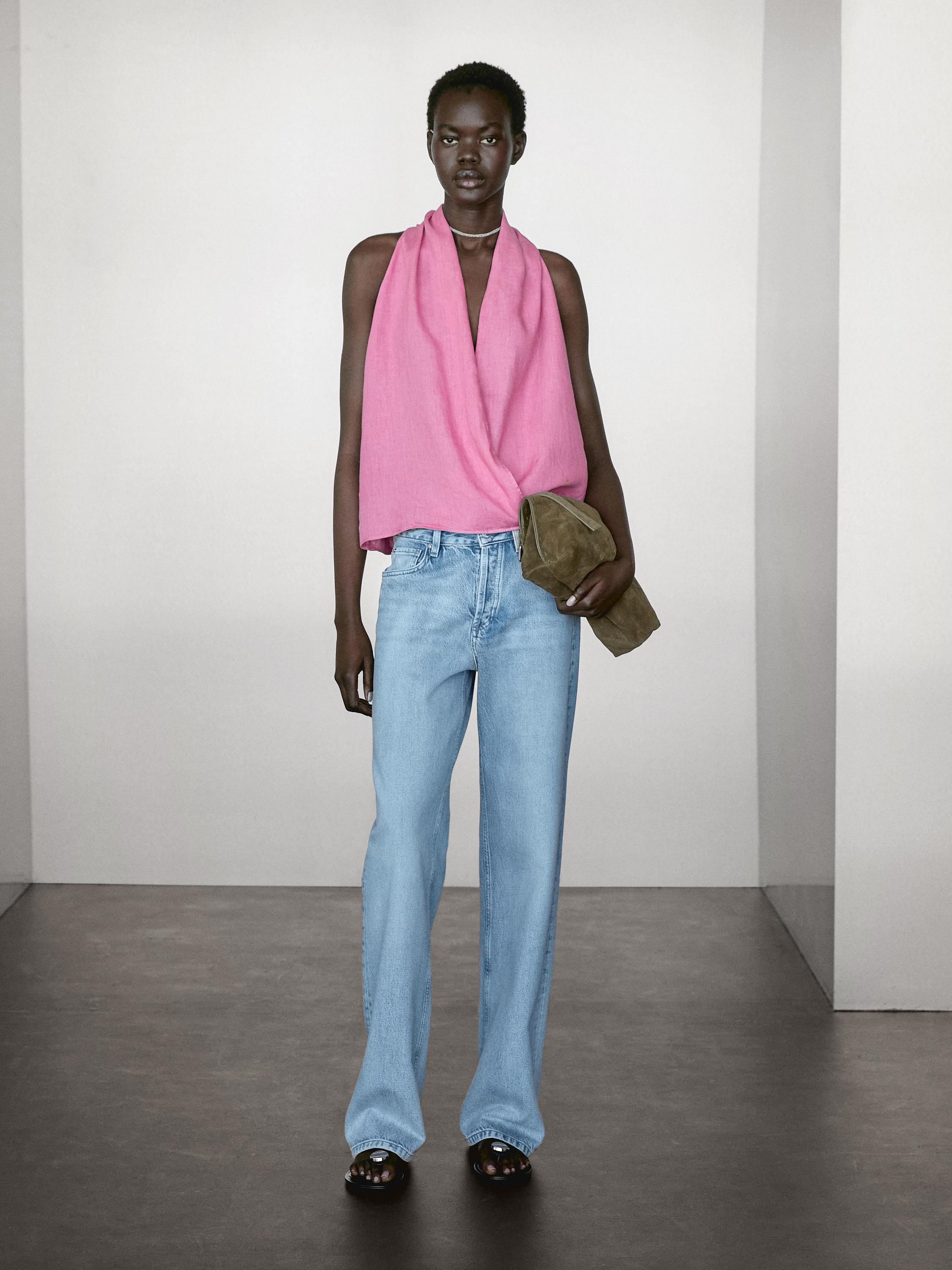 Top lin cache-cœur à encolure américaine