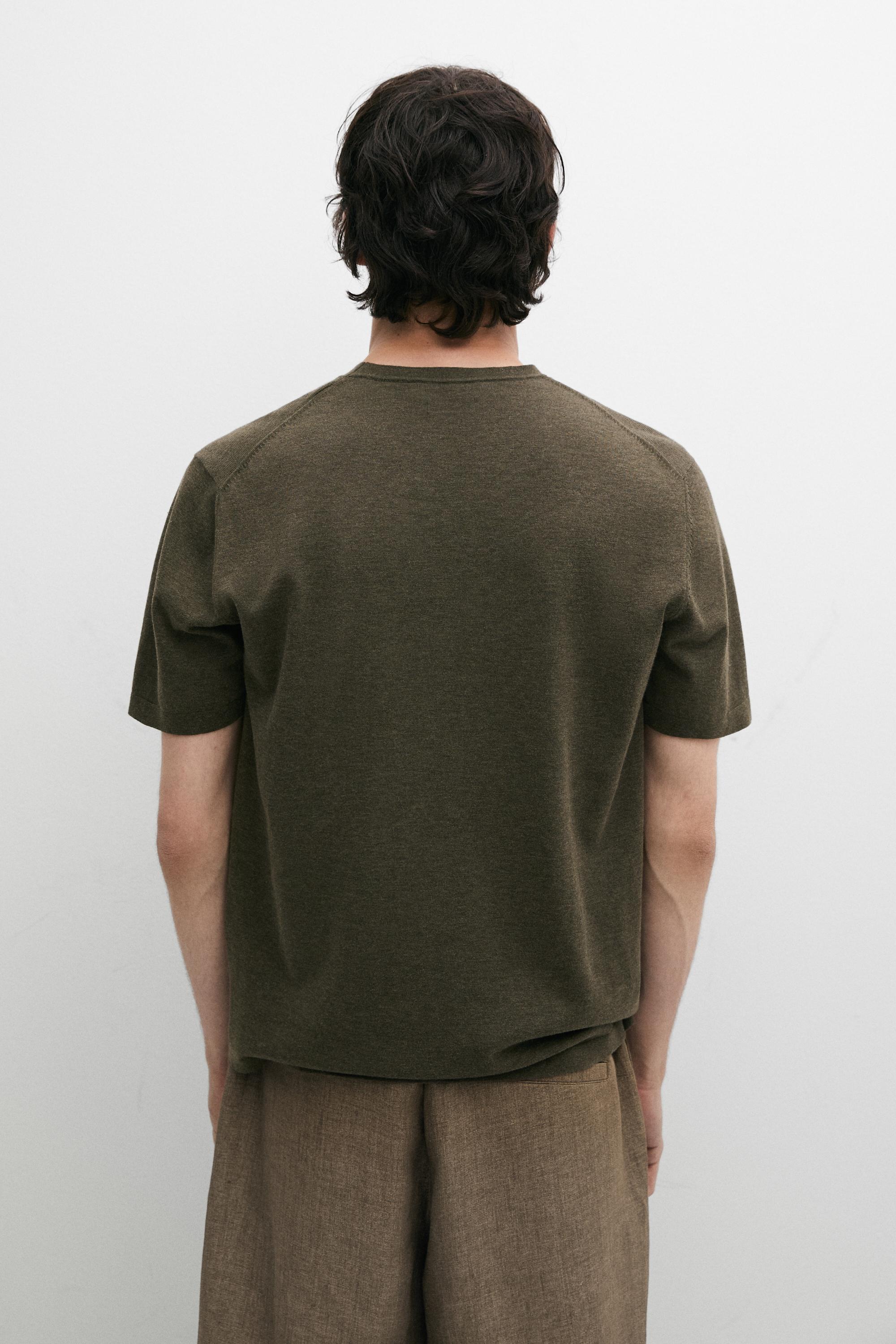 100% cotton short sleeve knit sweater — GREEN