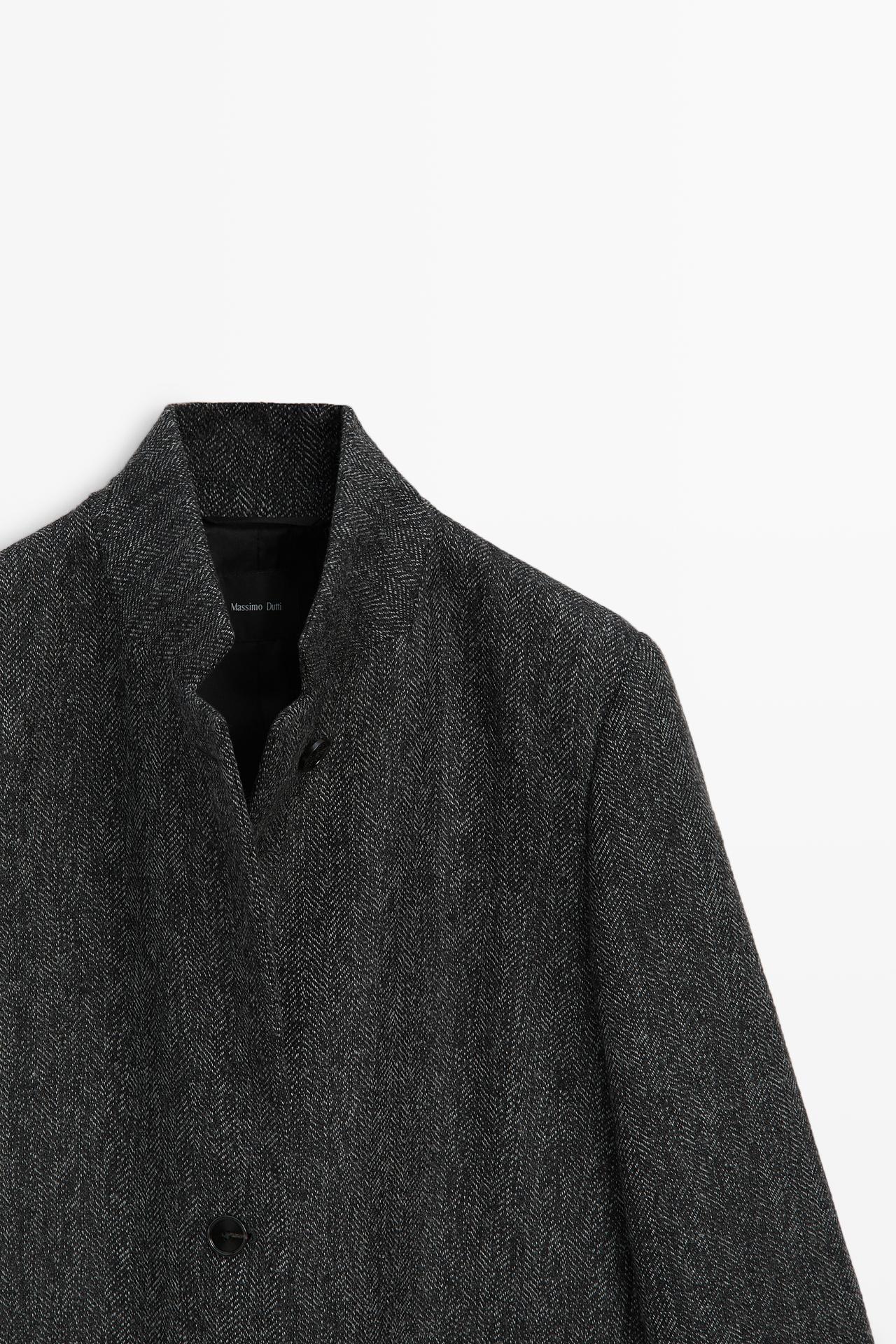 Long wool blend coat with marl finish — GREY