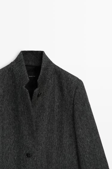 Long wool blend coat with marl finish — GREY 4