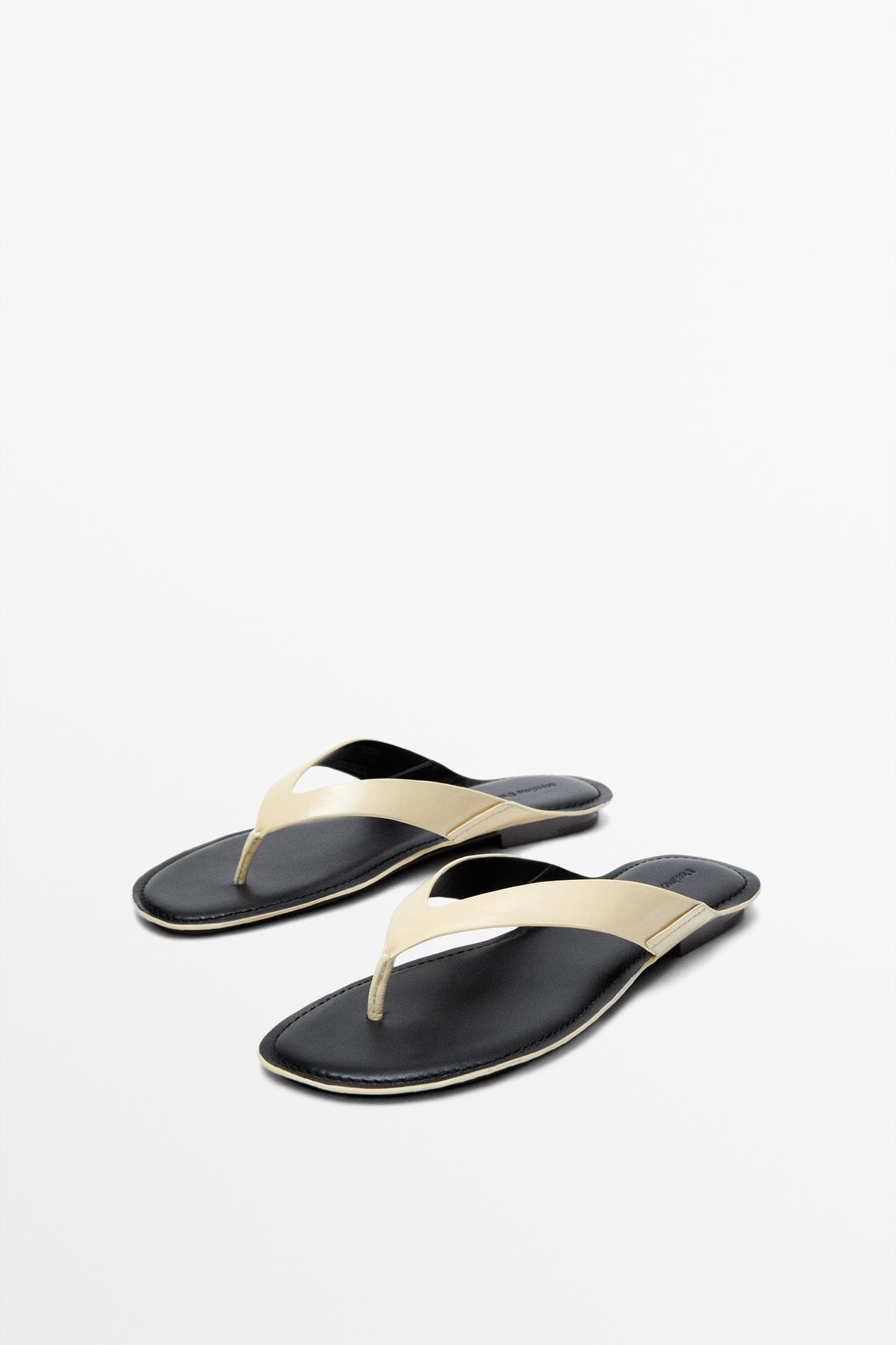 Flat leather sandals — CREAM