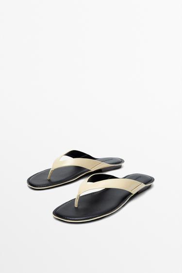 Flat leather sandals — CREAM 3