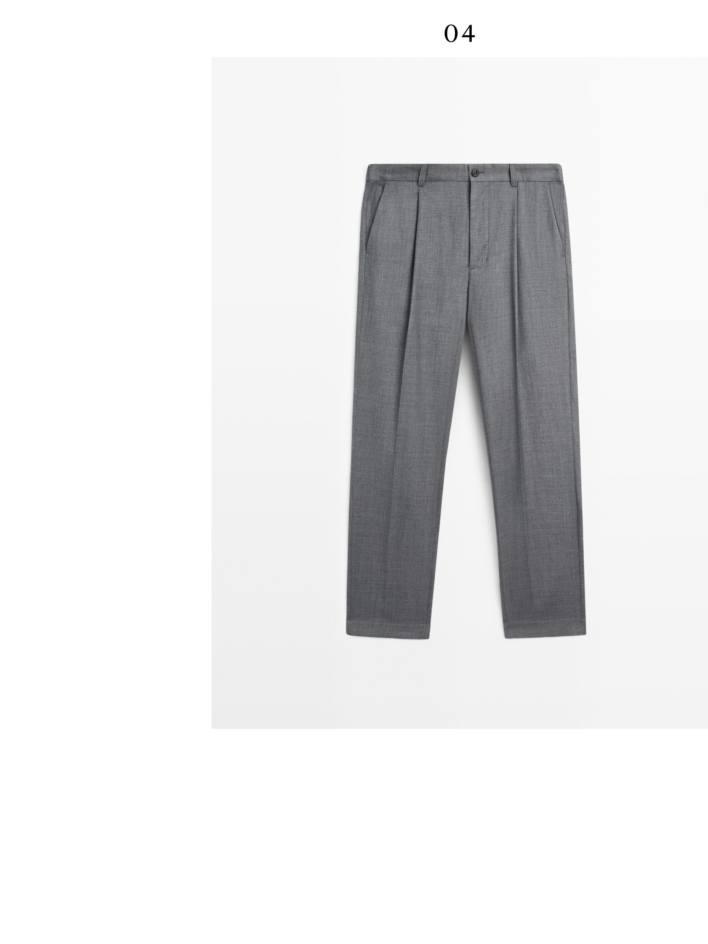 Relaxed fit darted cool wool blend trousers — GREY