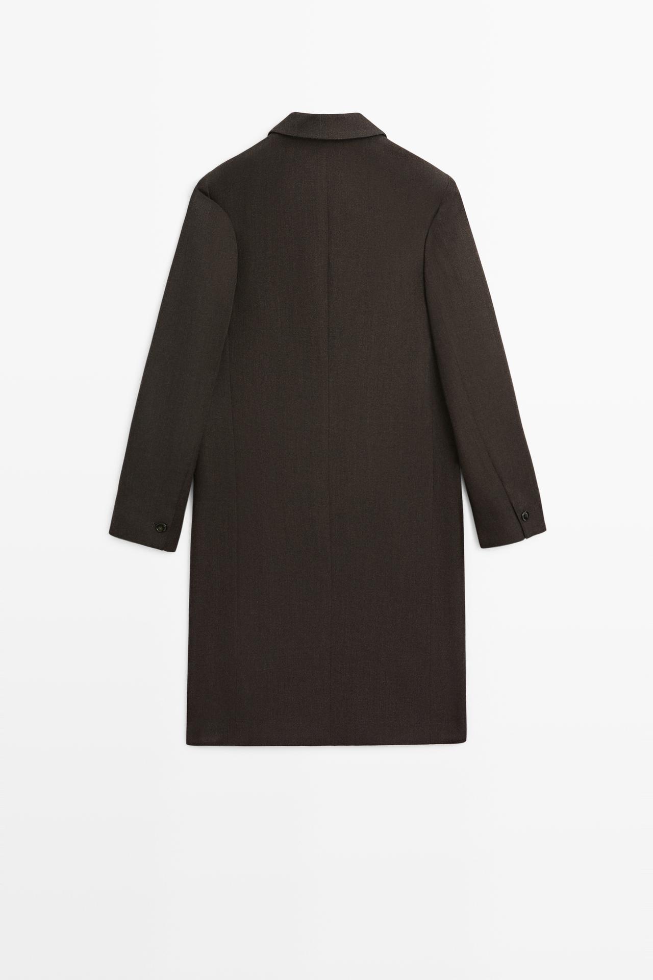 100% wool long coat — BROWN MARL