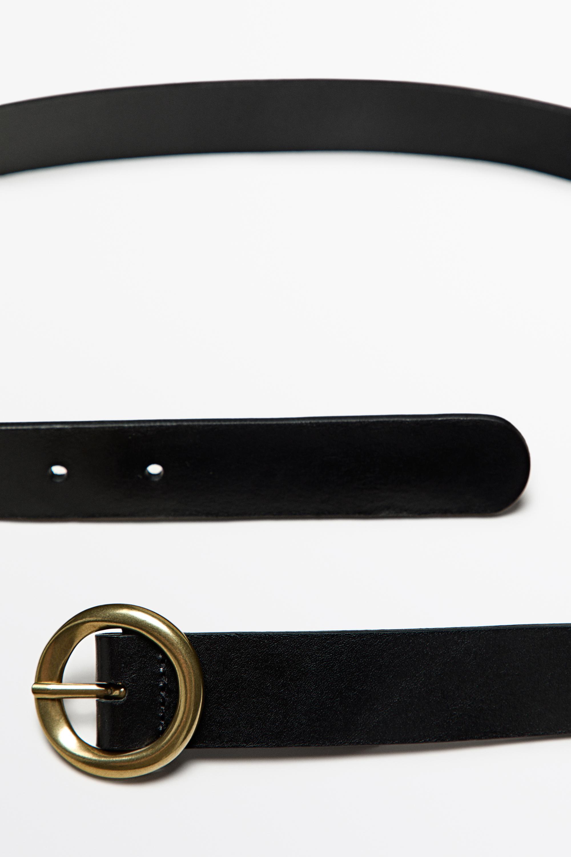 Nappa leather belt with round buckle