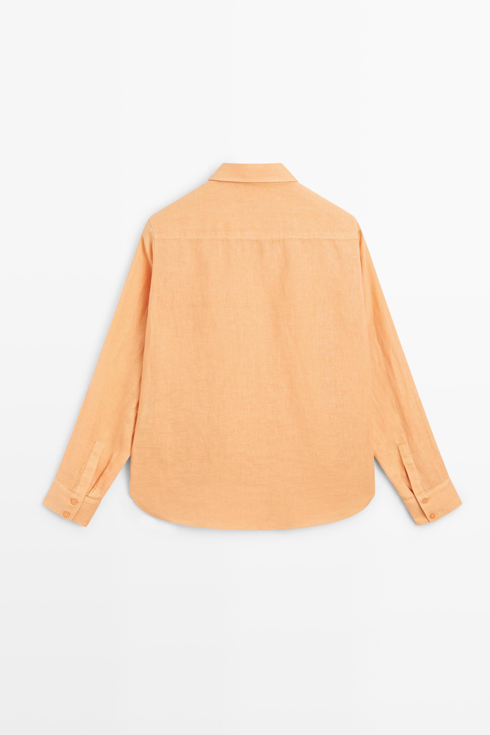 Flowing 100% linen shirt — TANGERINE