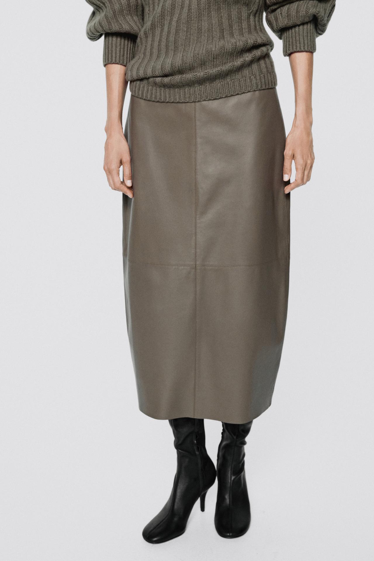Midi pencil leather skirt - LIMITED EDITION — MOLE BROWN