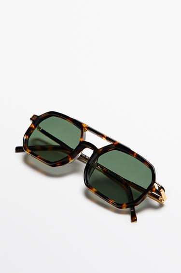 Double-bridge tortoiseshell sunglasses — BROWN 4