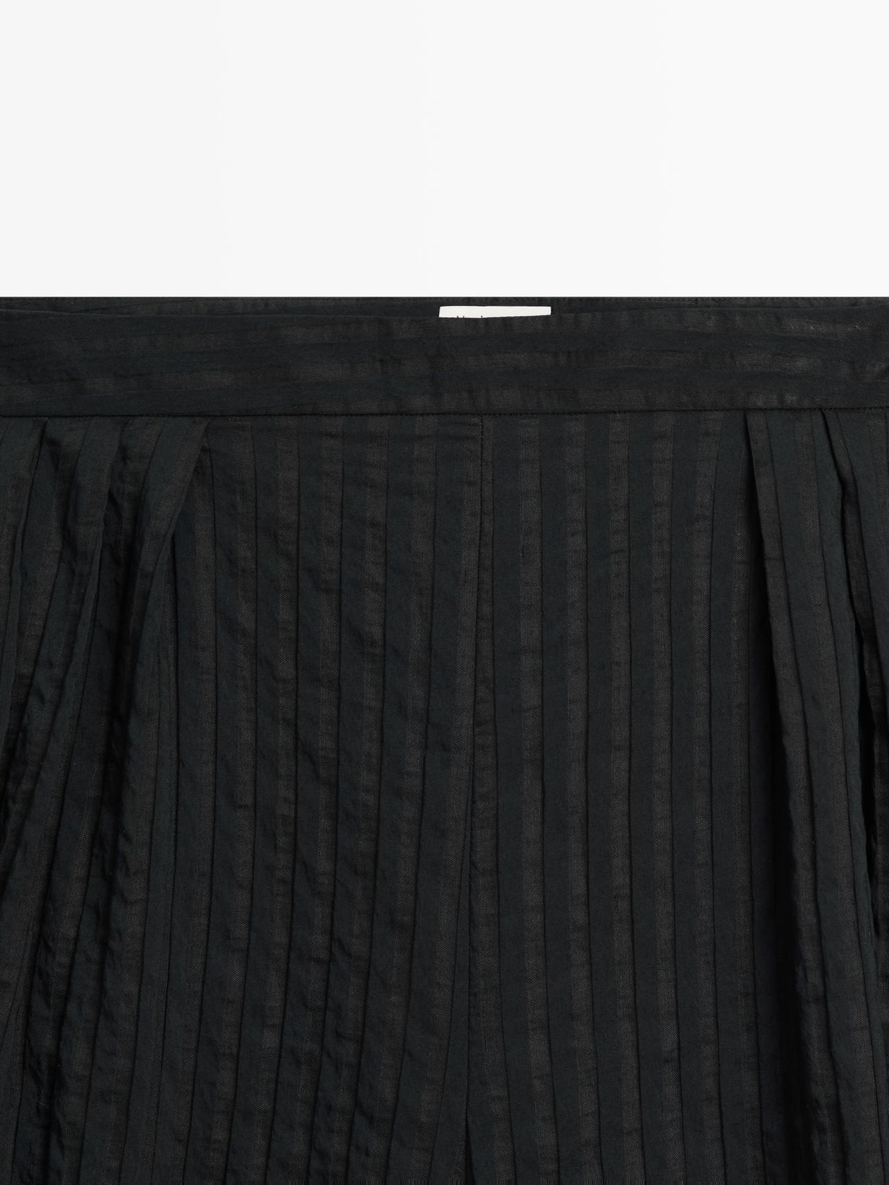 Flowing linen-blend drop crotch pants — BLACK