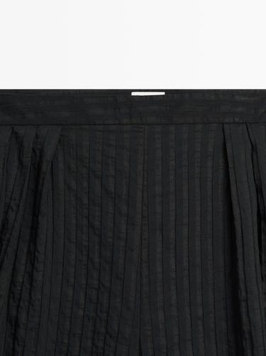 Flowing linen-blend drop crotch pants — BLACK 9