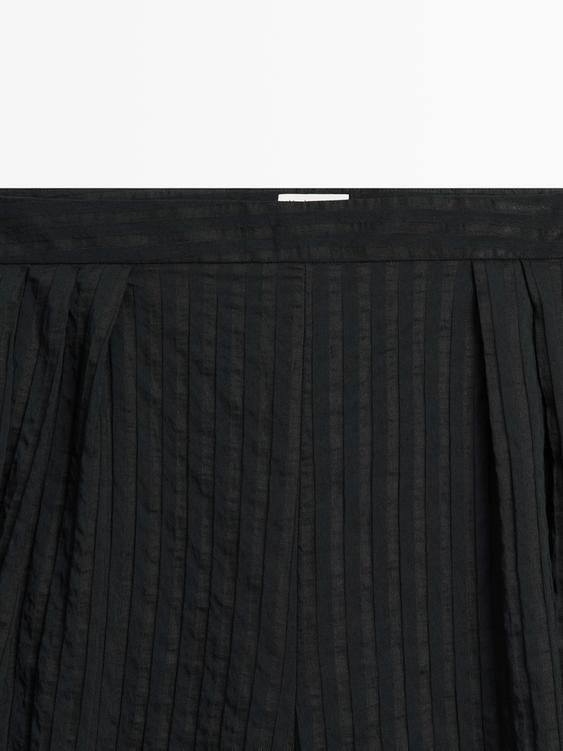 Keten karışımlı dökümlü şalvar pantolon