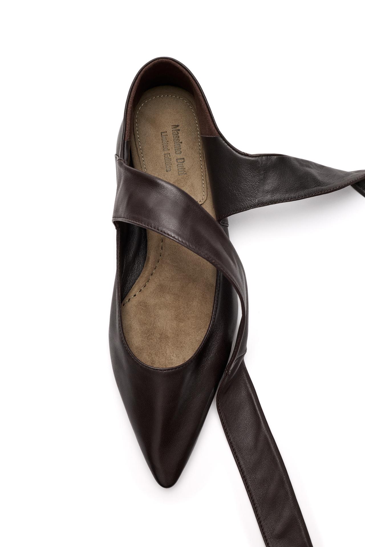 Leather lace-up ballet flat - LIMITED EDITION — BROWN