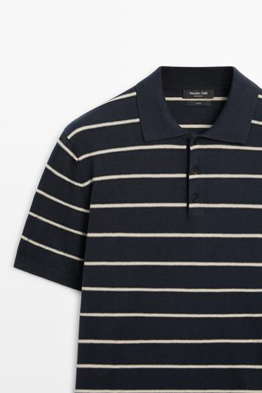 100% cotton striped knit sweater — NAVY BLUE 4