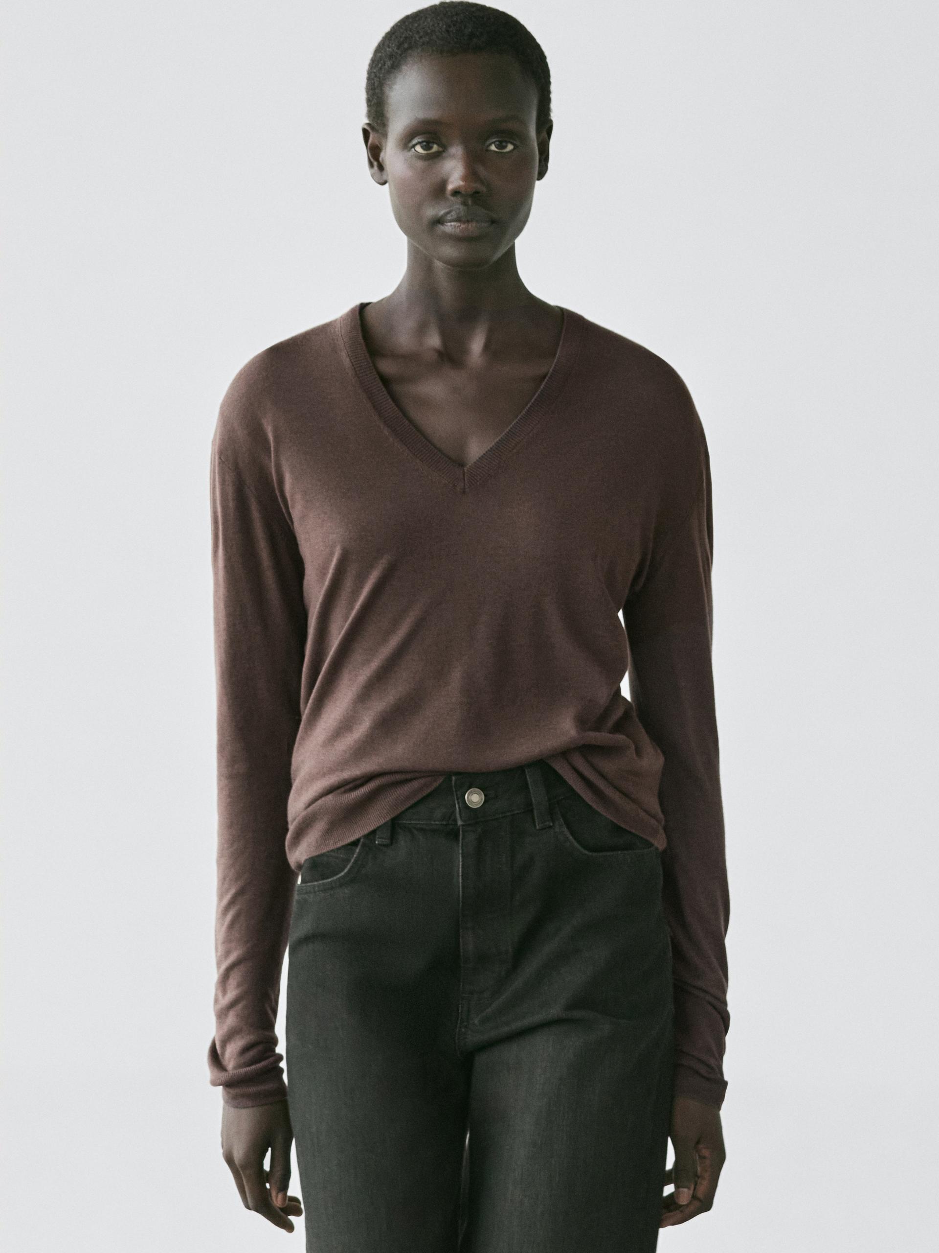 Maglia In Misto Lana E Seta - Verdoso - M - Massimo Dutti - Femminile